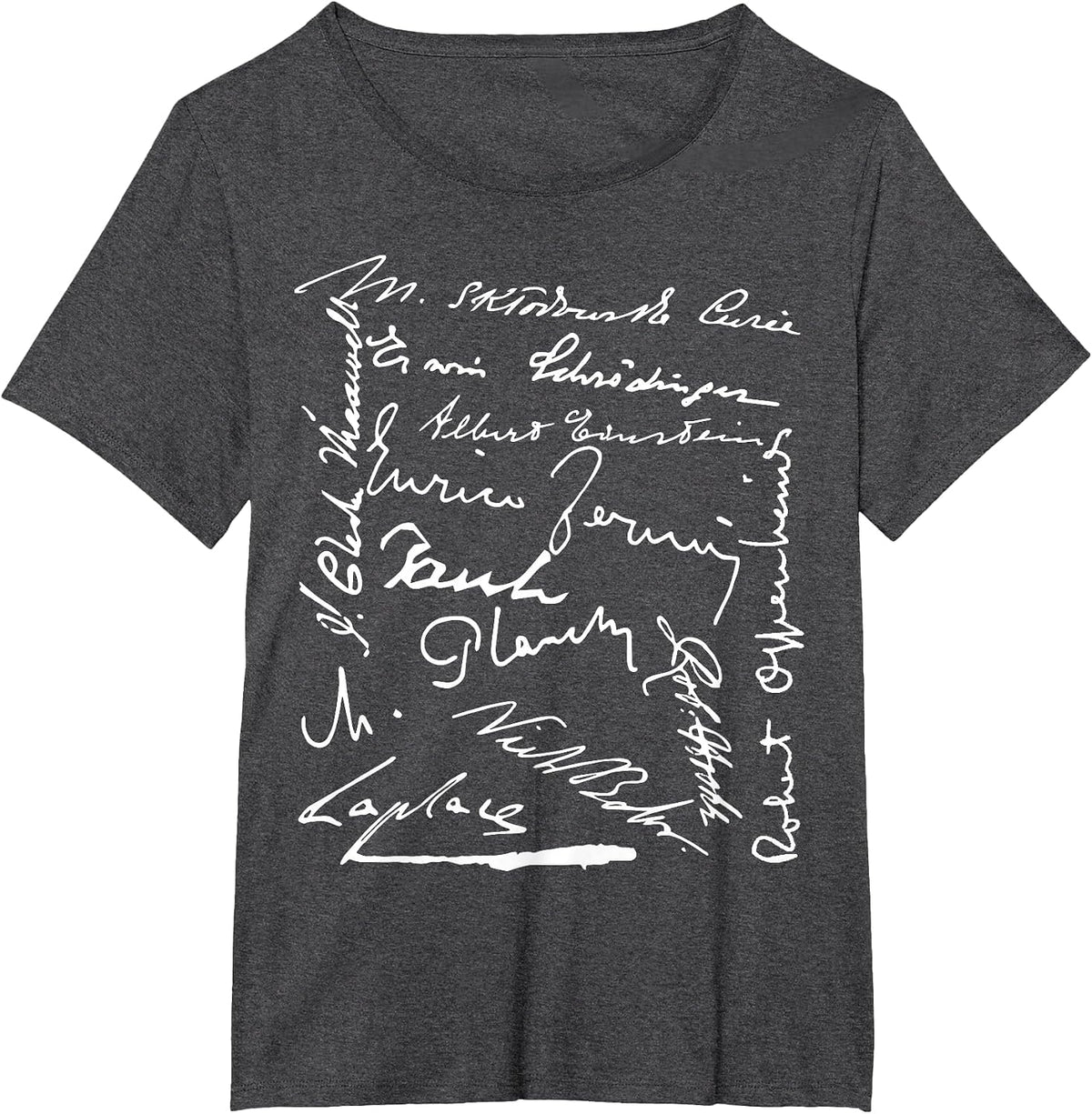 Signatures Physicists Physics Pauli Planck Laplace Curie T-Shirt - Dark Heather Grey