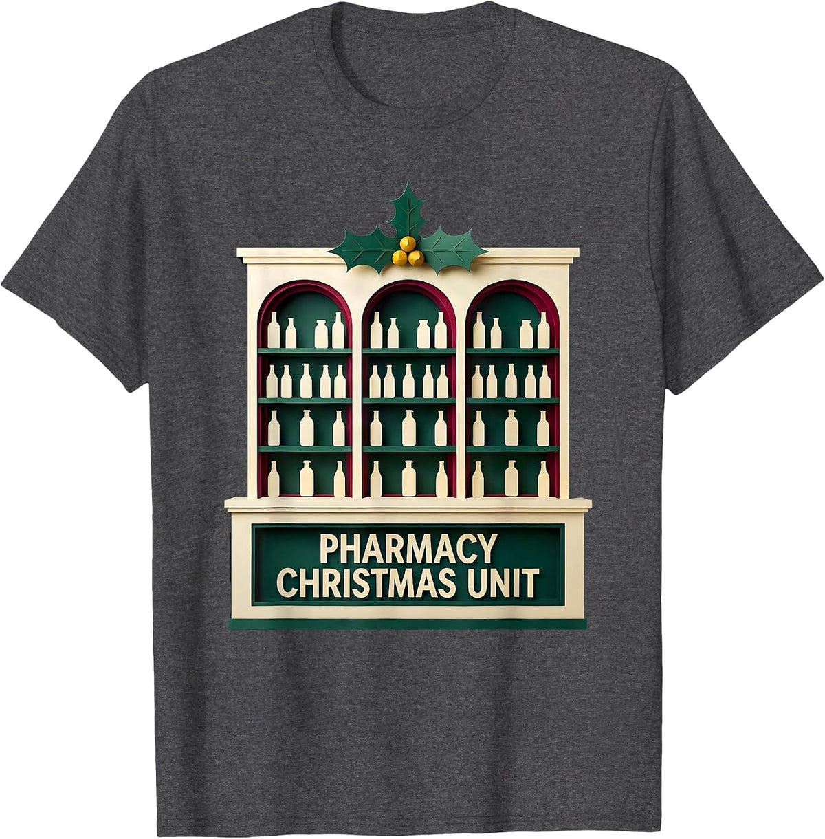 Men's Pharmacy Christmas Unit Funny Pharmacy Tech Squad Holiday T-Shirt - Dark Heather Grey