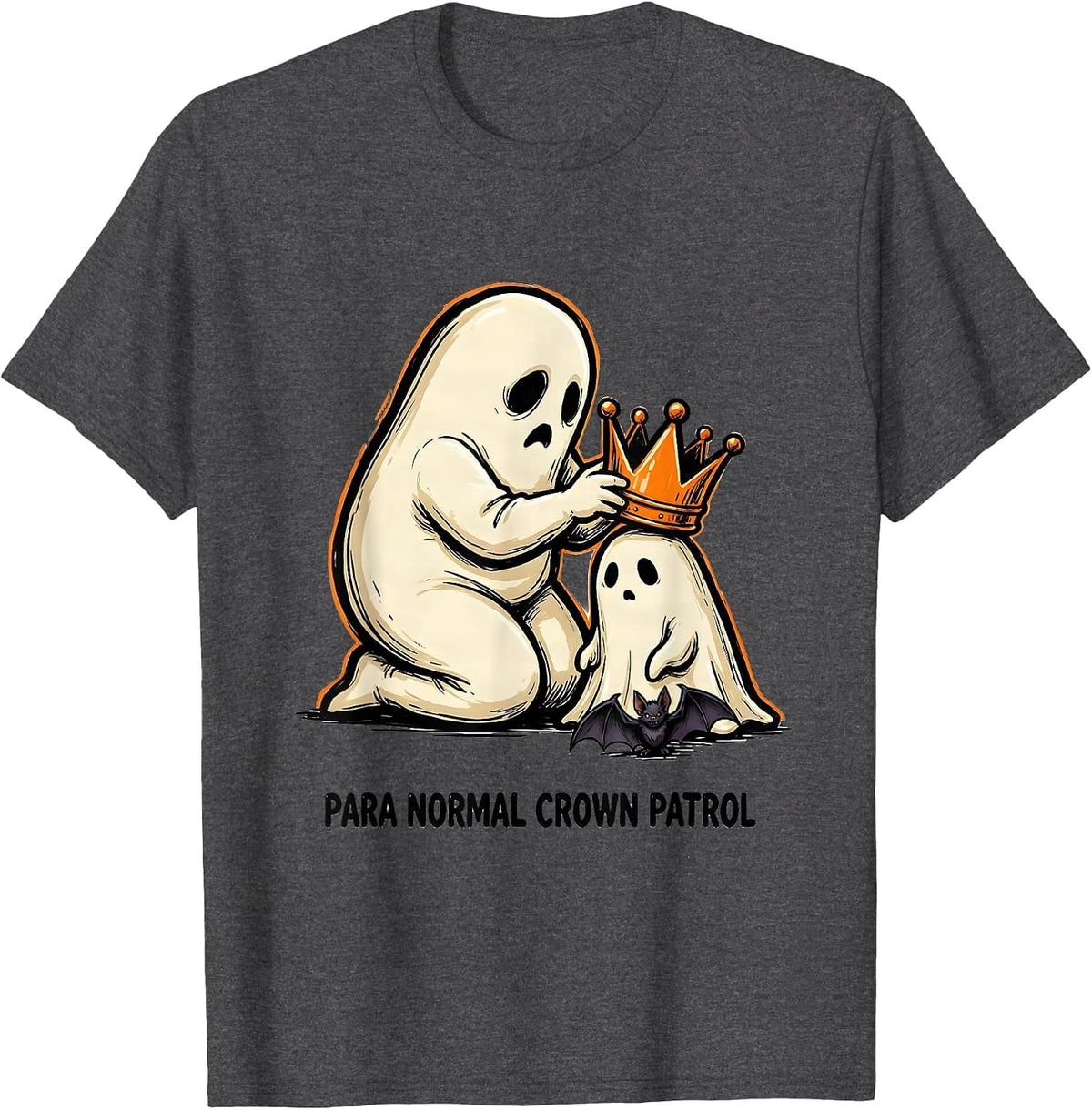 Men's Para Normal Crown Patrol Funny Paraprofessional Ghost T-Shirt - Dark Heather Grey