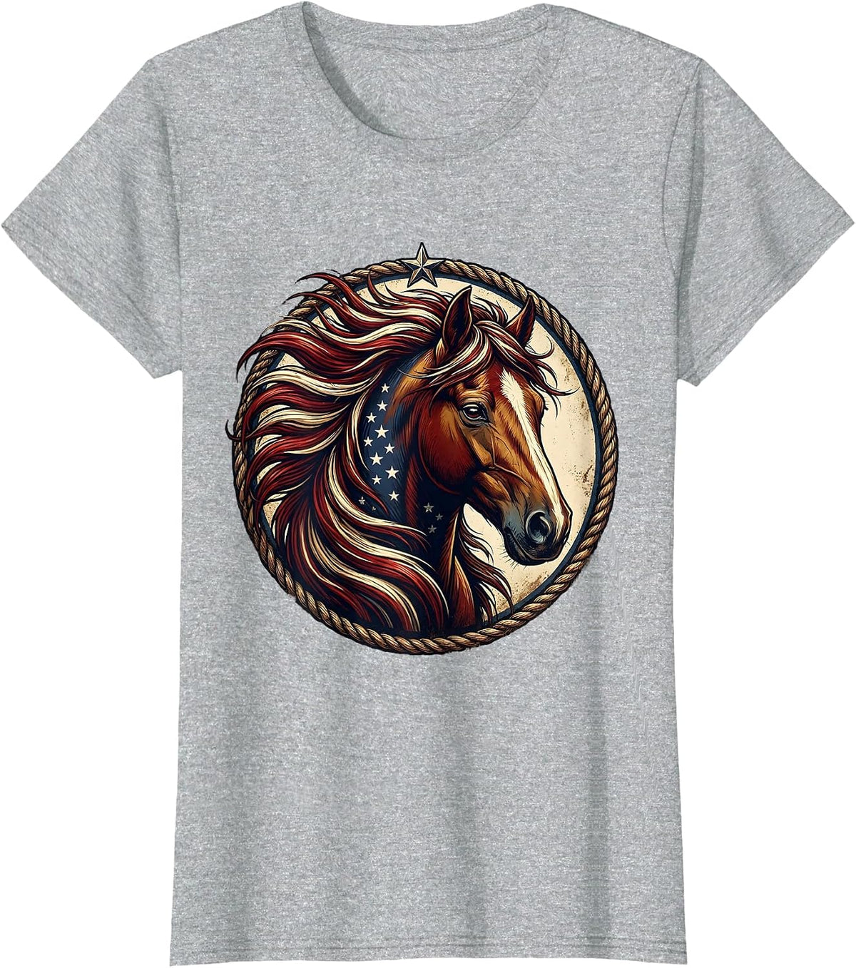 Horse Mane Flowing in the Wind Graphic Design T-Shirt - Heather Grey