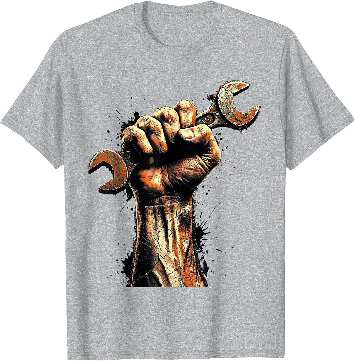Men's Rosie the Riveter Wrench Fist Power Graphic T-Shirt - Heather Grey