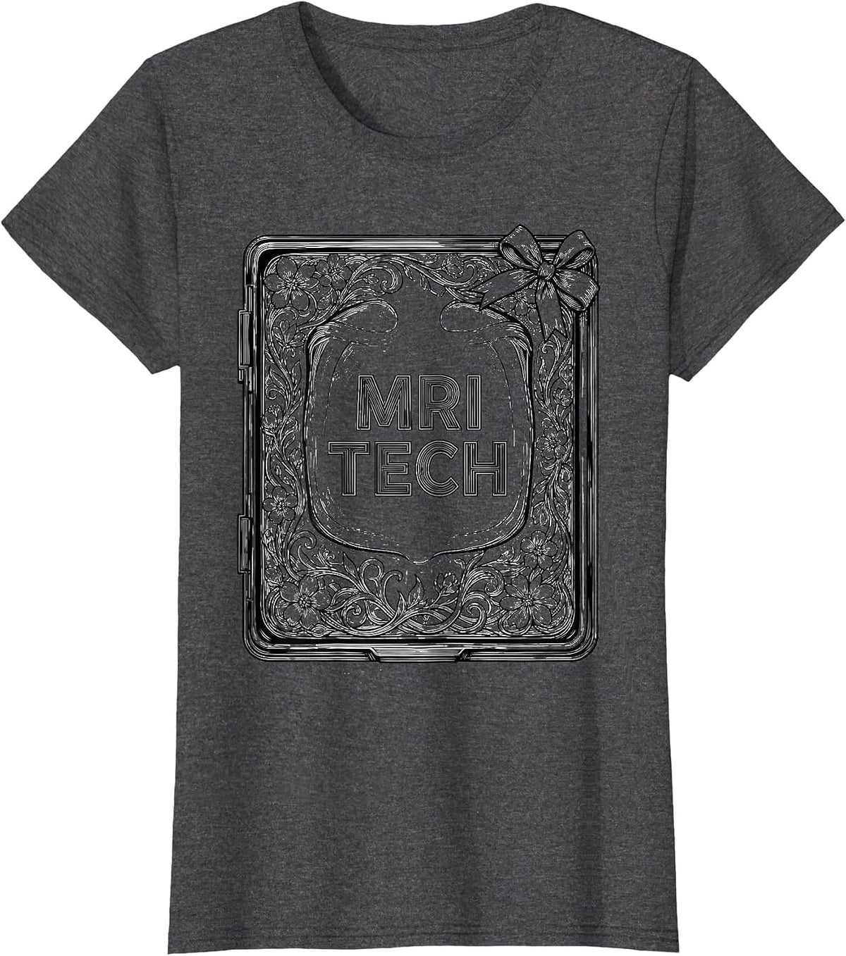 Women's MRI TECH Cute Radiology Tech Coquette Playful Pride T-Shirt - Dark Heather Grey