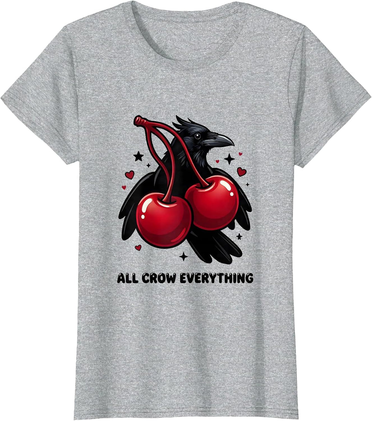 Women's All Crow Everything Crow Lover Graphic Design T-Shirt - Heather Grey