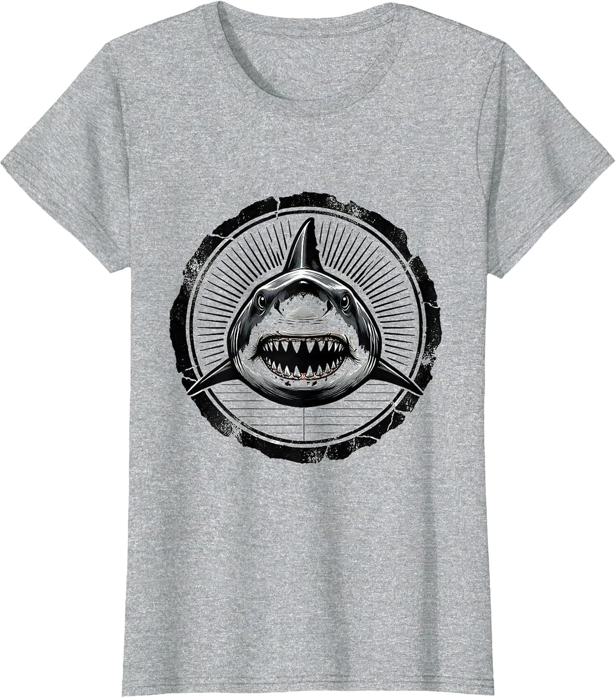 Women's Shark Stamp Seal Novelty Gift Ocean Wildlife Humor T-Shirt - Heather Grey