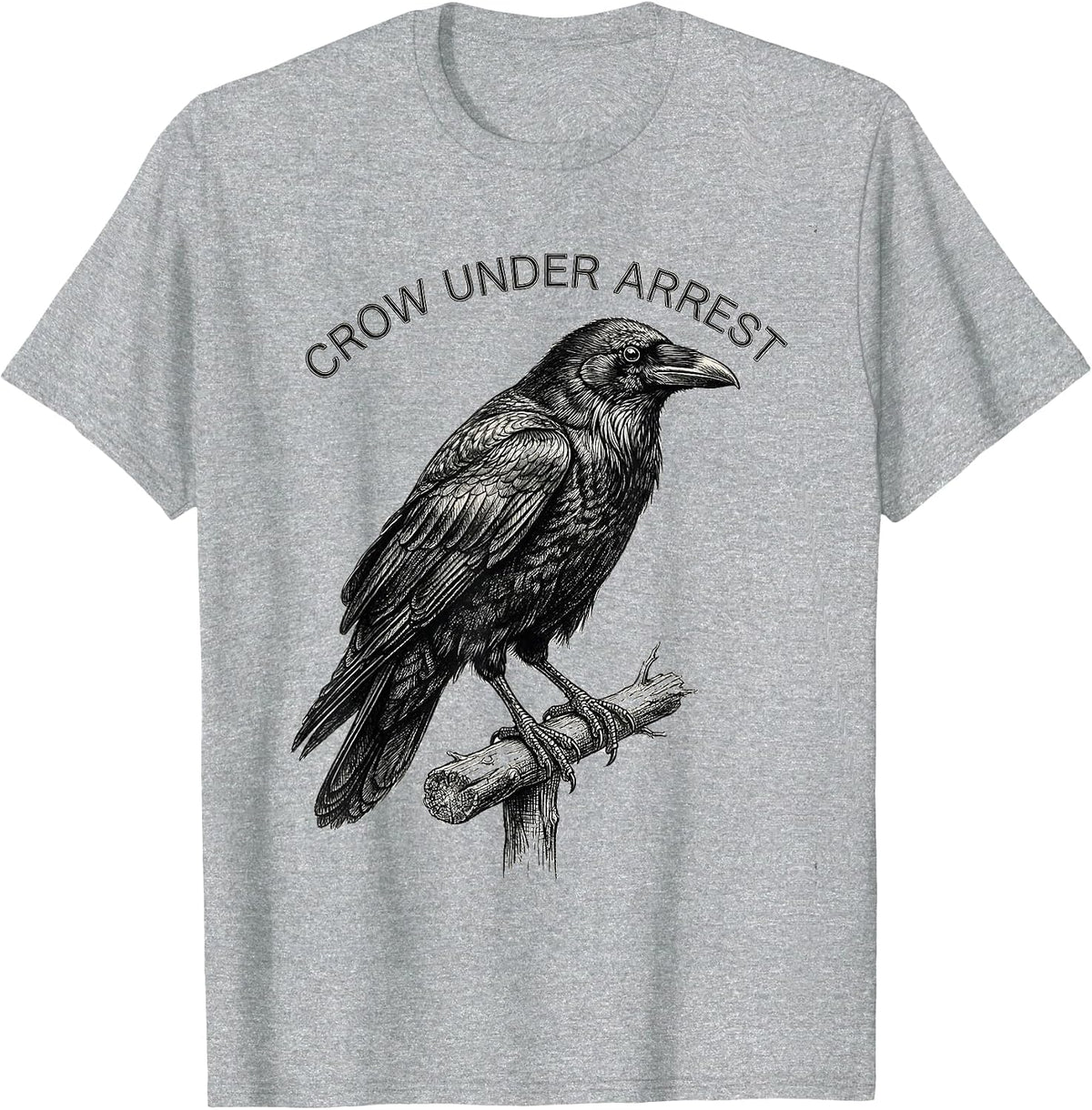 Men's Crow Under Arrest Dark Humor Gothic Bird Lover Gift T-Shirt - Heather Grey