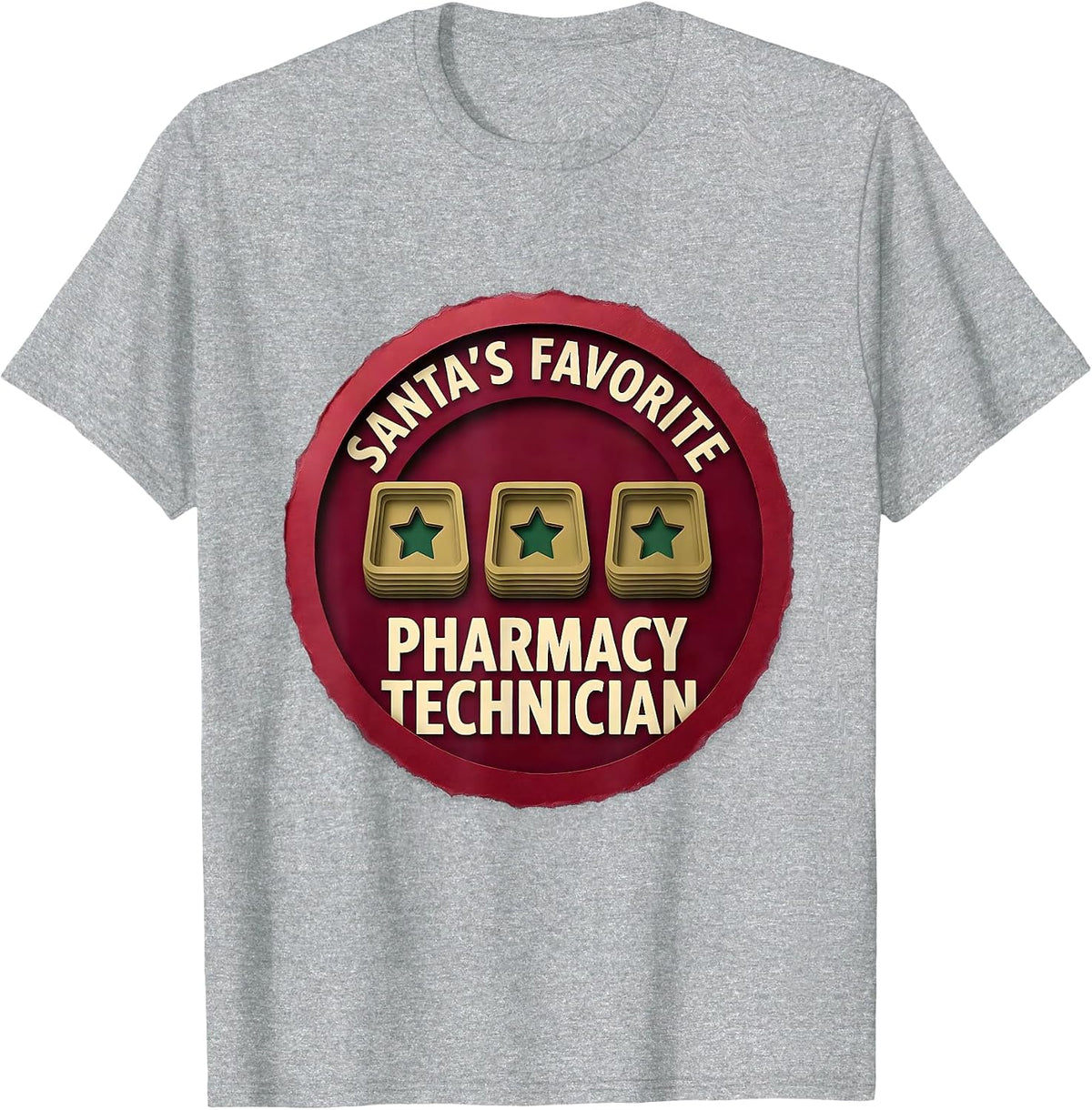 Men's Santa's Favorite Pharmacy Technician Funny Medical Tech T-Shirt - Heather Grey