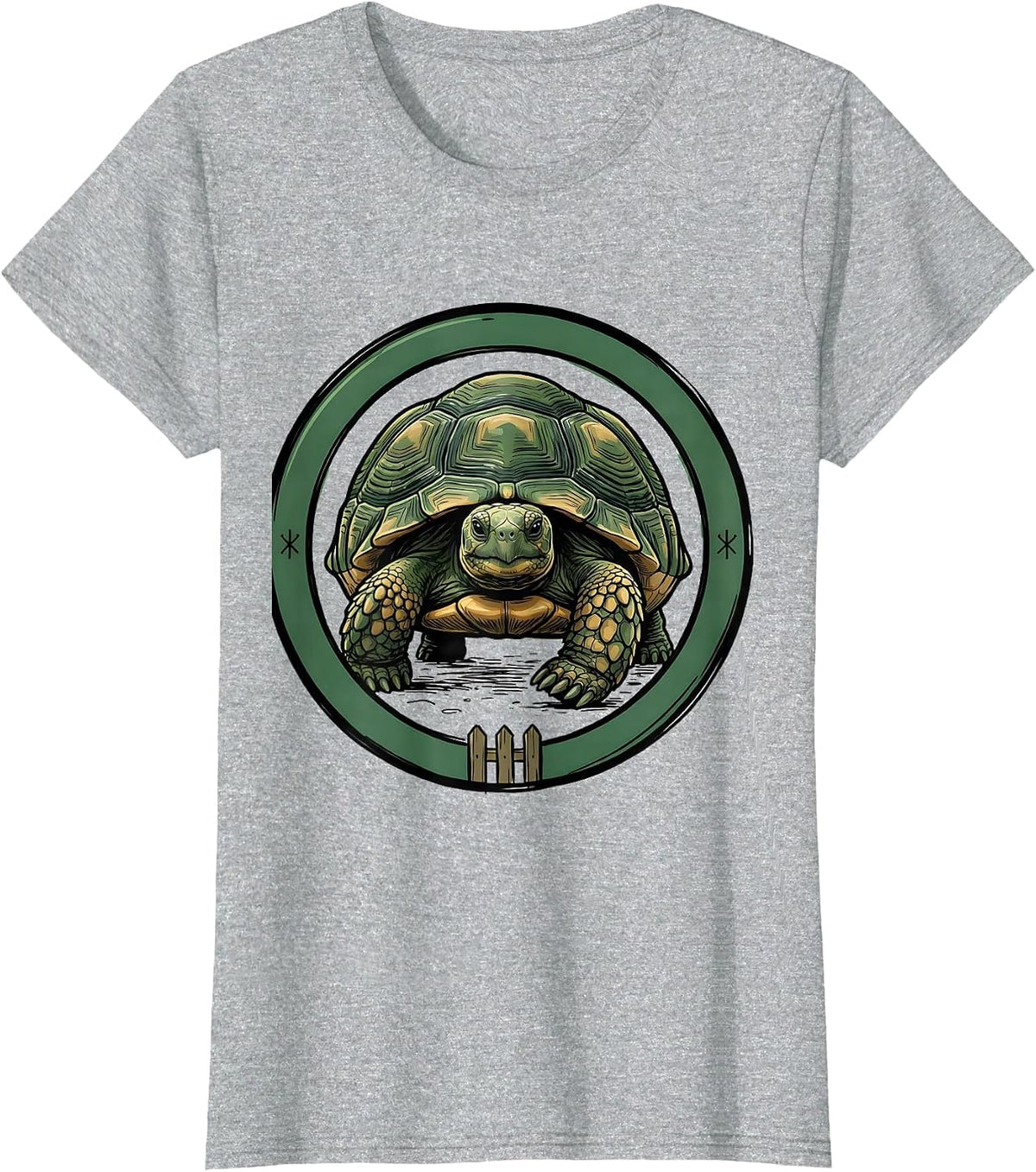 Frontal Tortoise Animal Lover Humor Cute Pet T-Shirt - Heather Grey
