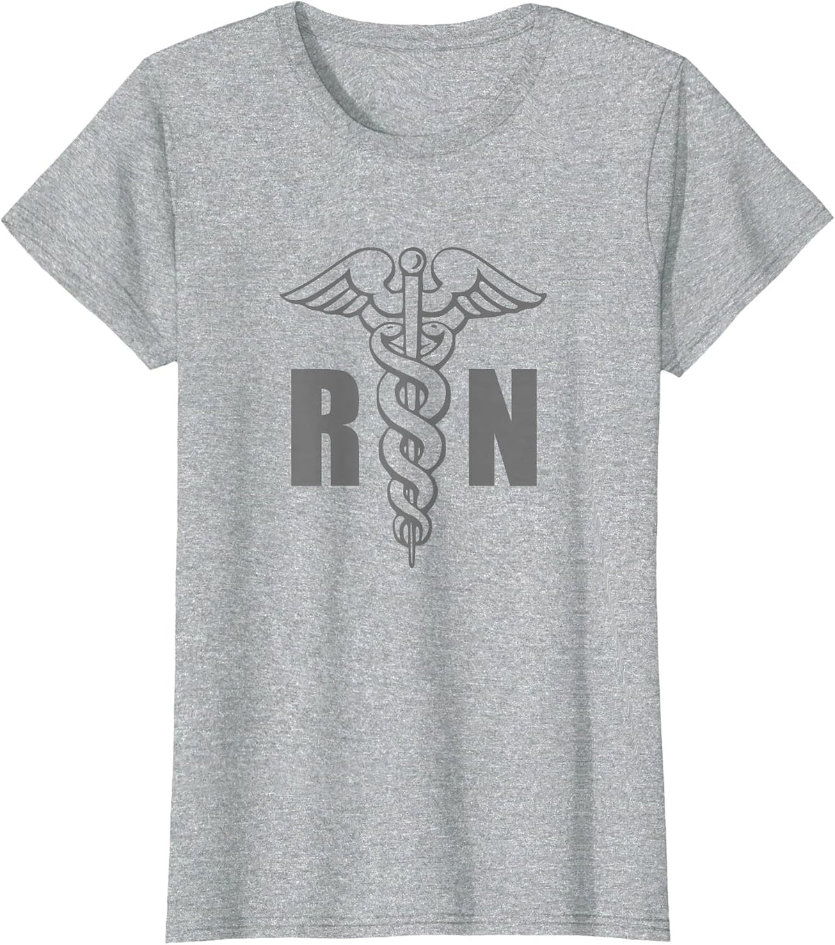 RN Nurse Medical Symbol Caduceus Nursing Grey Design T-Shirt - Heather Grey