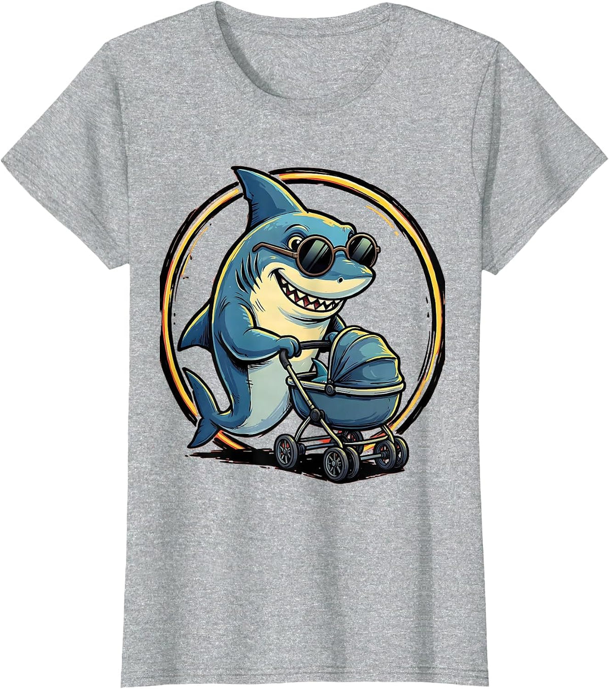 Mommy Shark Cool Shades Baby Stroller Graphic T-Shirt - Heather Grey