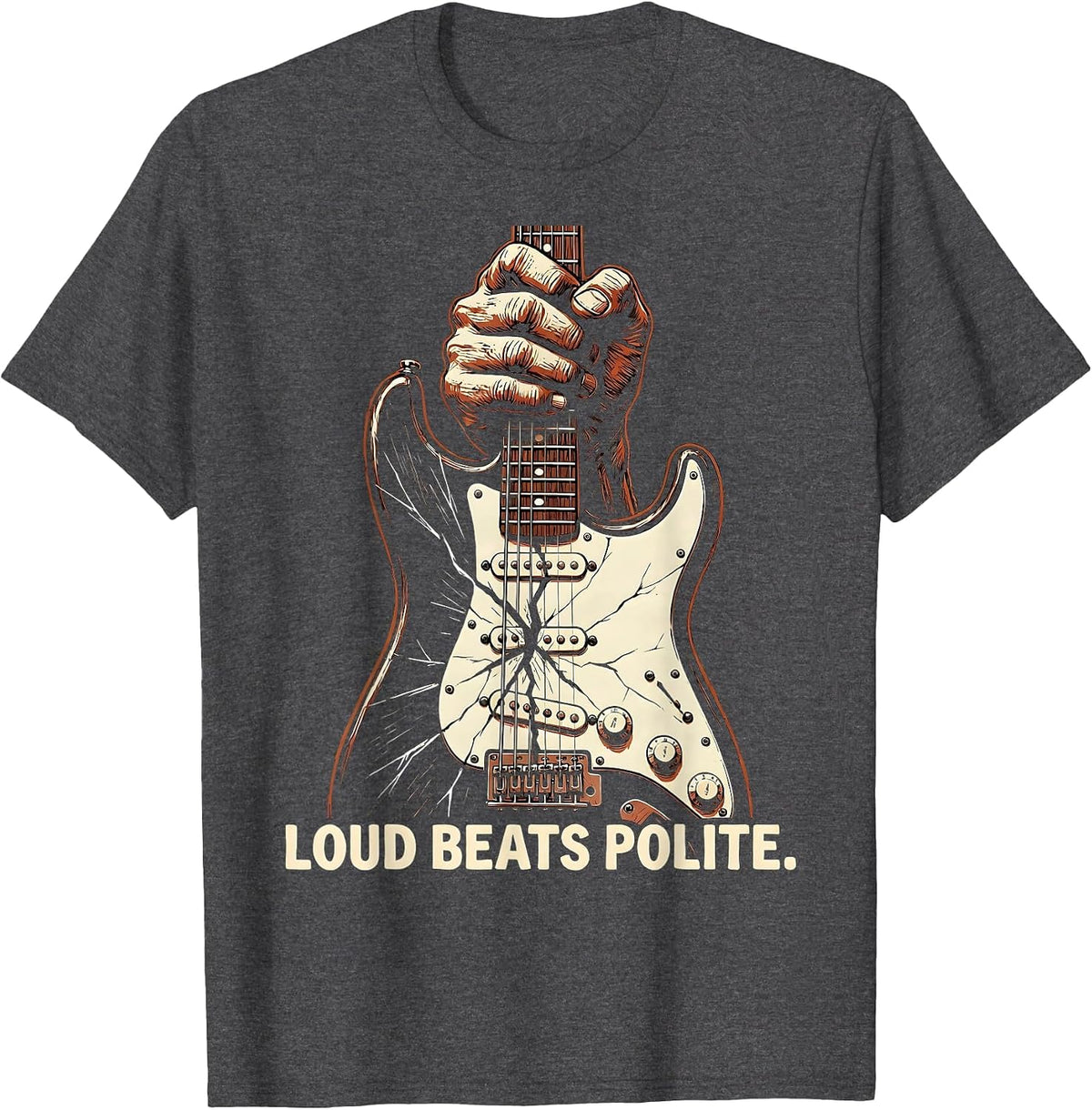Loud Beats Polite Grunge Music Design T-Shirt - Dark Heather Grey
