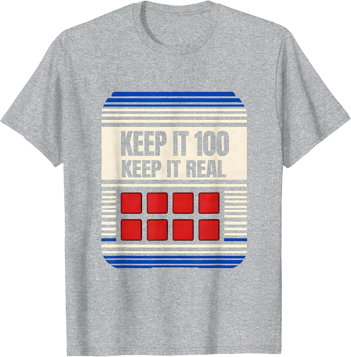 Men's Keep It 100 Keep It Real Disrupted Stripe Hip Hop Rap T-Shirt - Heather Grey