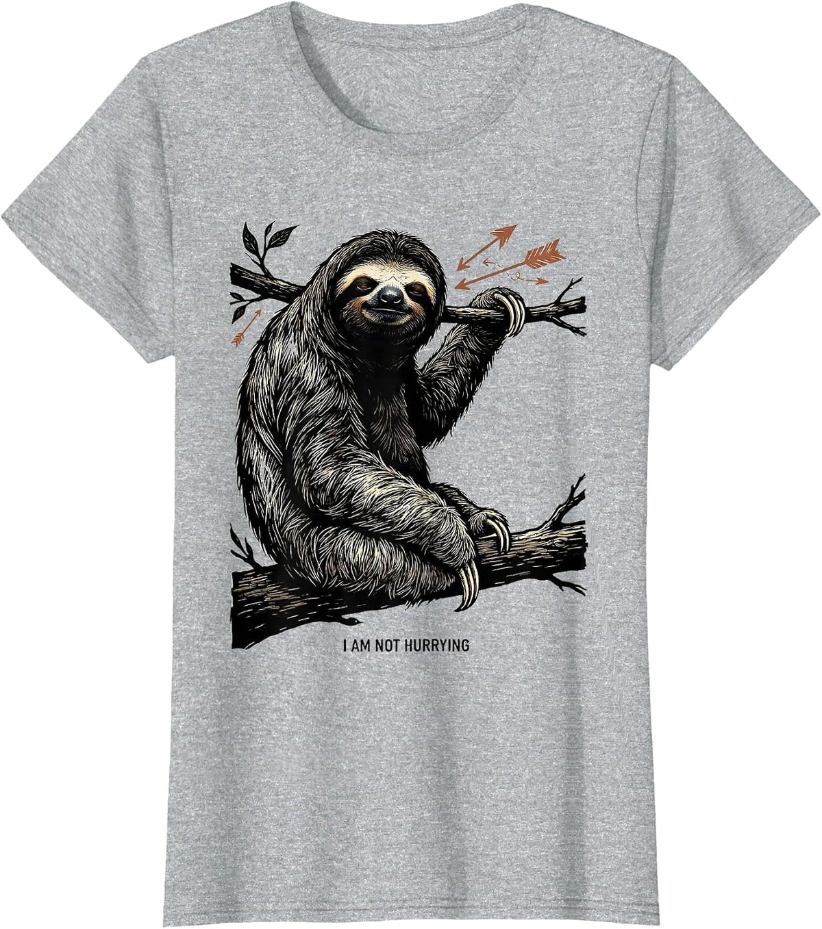 I Am Not Hurrying Funny Sloth Lover Gift T-Shirt - Heather Grey