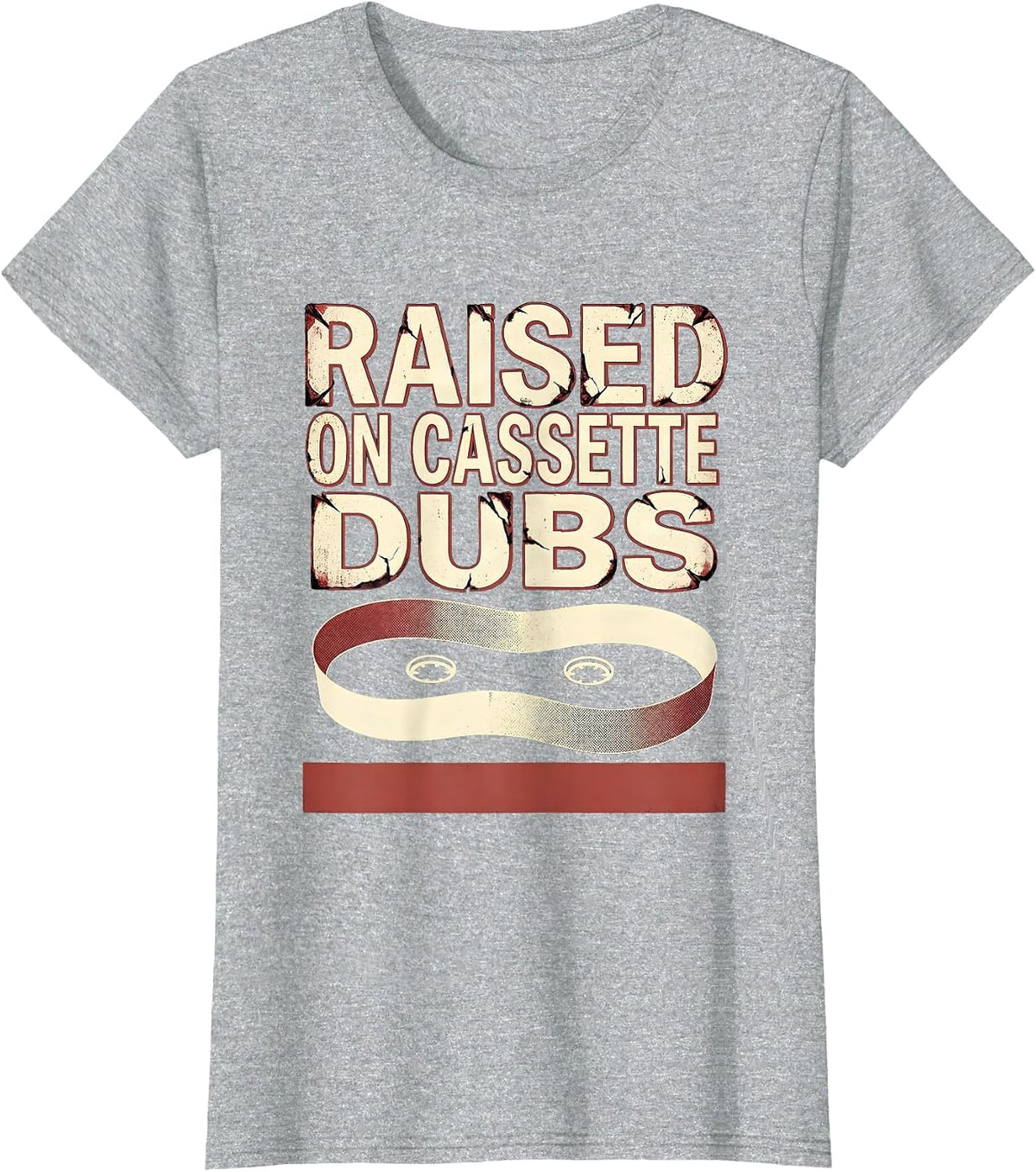 Raised On Cassette Dubs Vintage 90s Hip-Hop Rap Lyric T-Shirt - Heather Grey