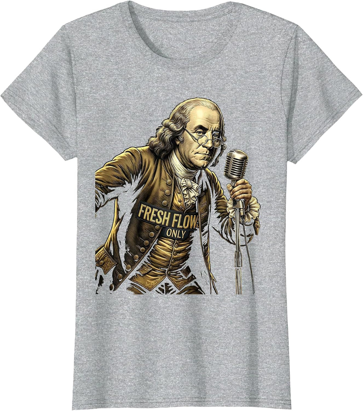 Fresh Flows Only Hip Hop Graphic Design T-Shirt - Heather Grey