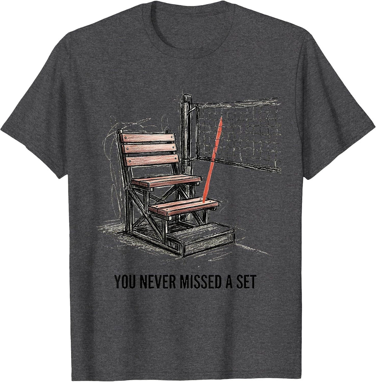 You Never Missed A Set Volleyball Dad USA Flag Father's Day T-Shirt - Dark Heather Grey