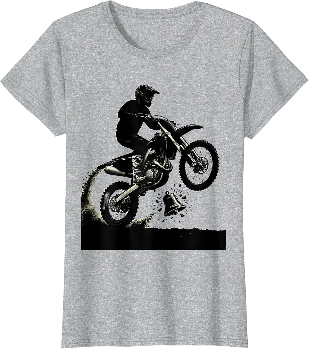 Women's Dirt Bike Rider Silhouette Motocross Humor T-Shirt - Heather Grey