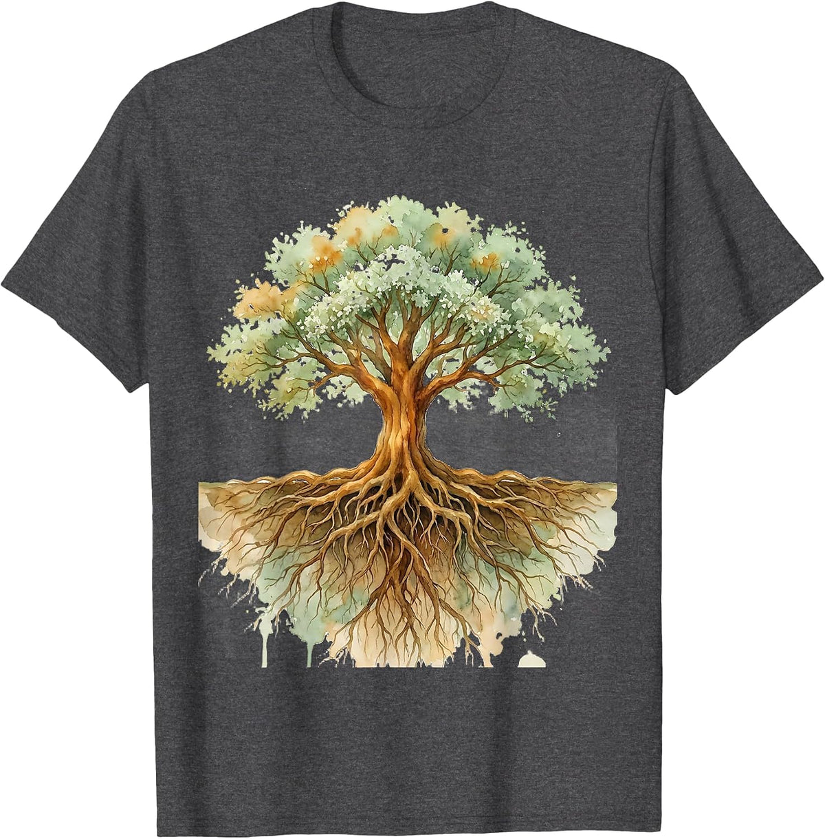 Men's Roots and Canopy Mirrored Tree Graphic T-Shirt - Dark Heather Grey
