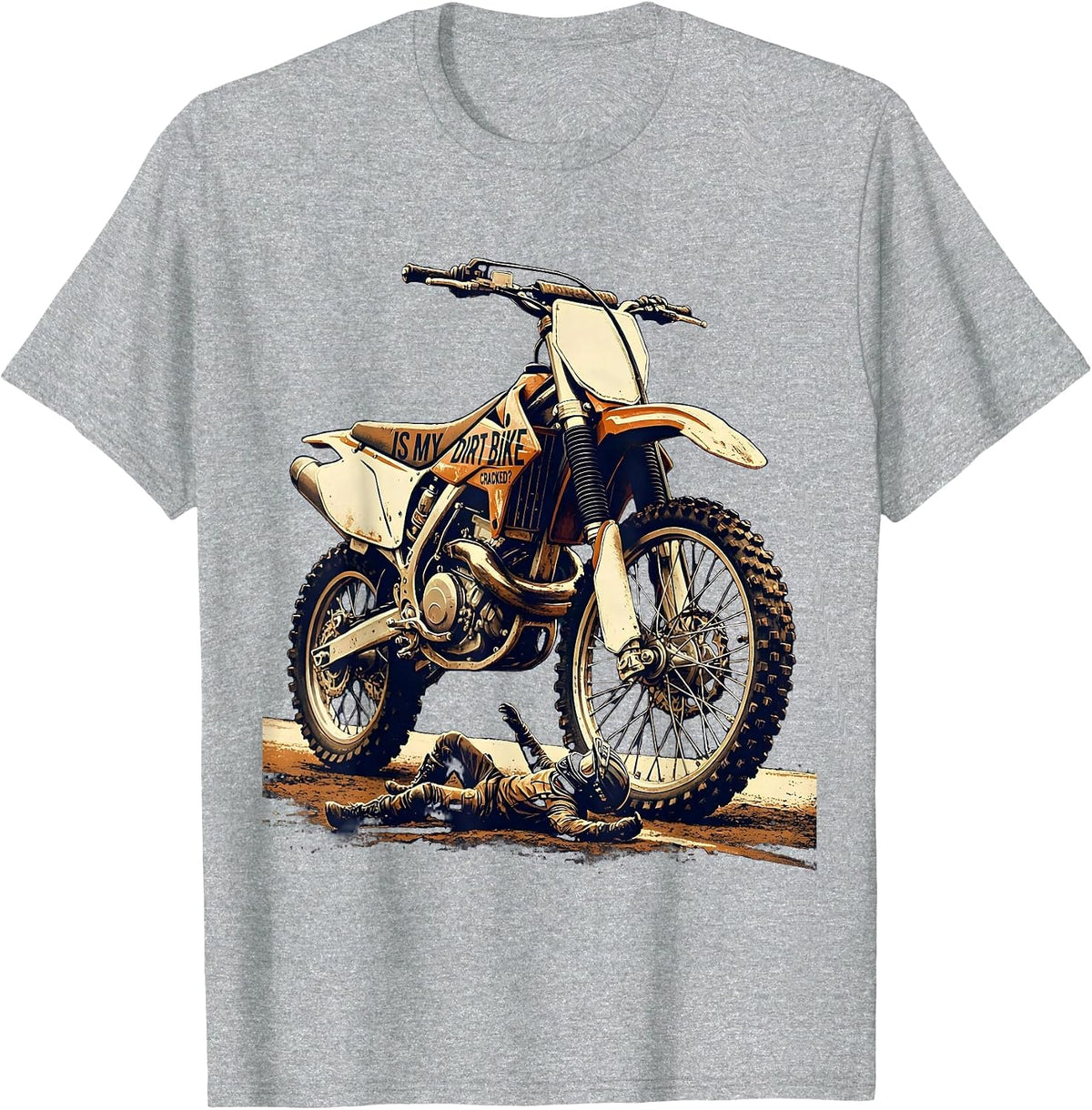 Men's Is My Dirt Bike Cracked Vintage Funny Motocross Dirt Bike T-Shirt - Heather Grey