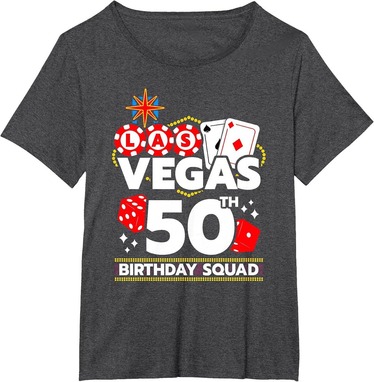 Las Vegas 50th Birthday Party - Vegas Birthday Squad T-Shirt - Dark Heather Grey