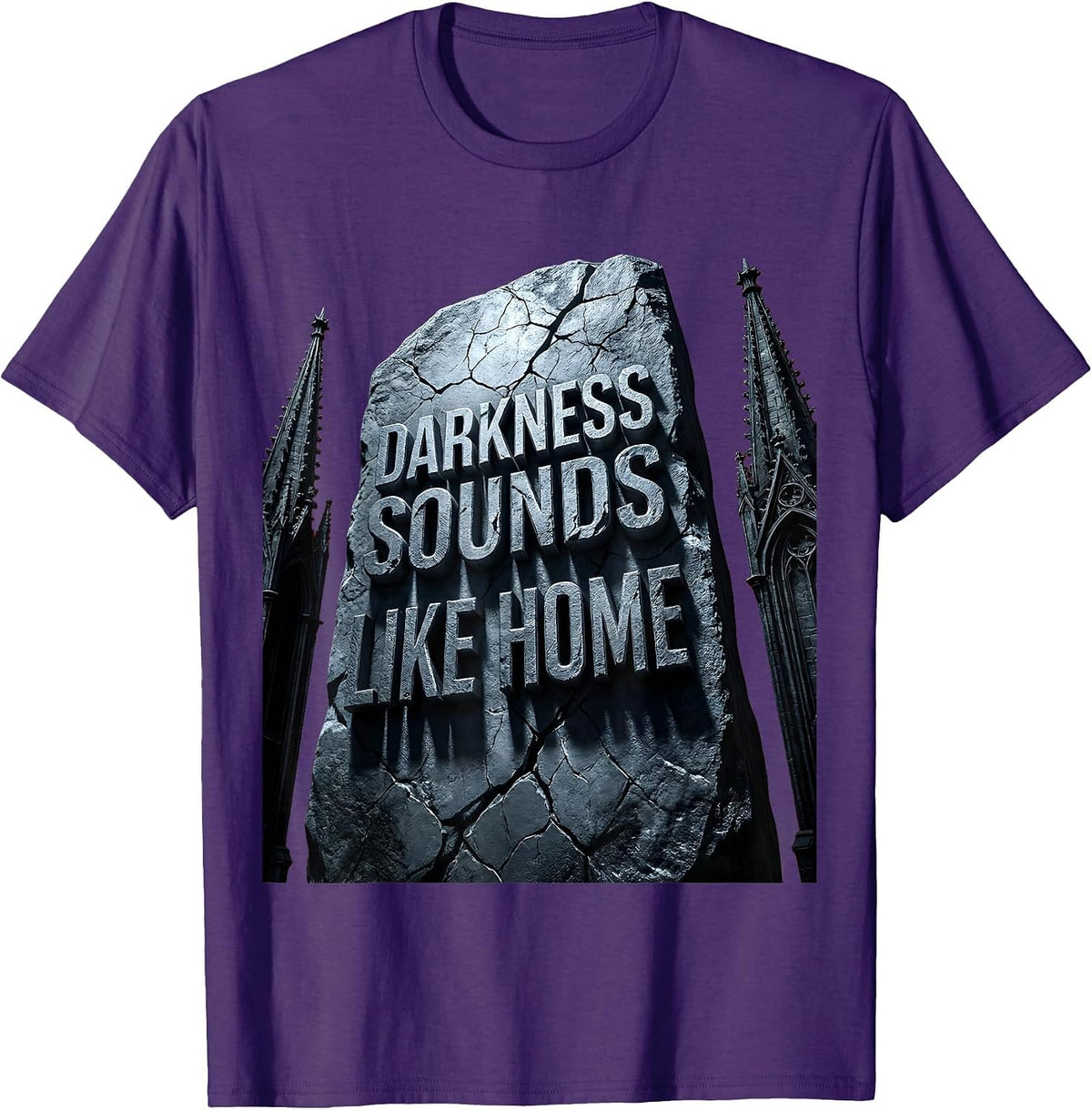 Darkness Sounds Like Home Metal Band Design T-Shirt - Purple