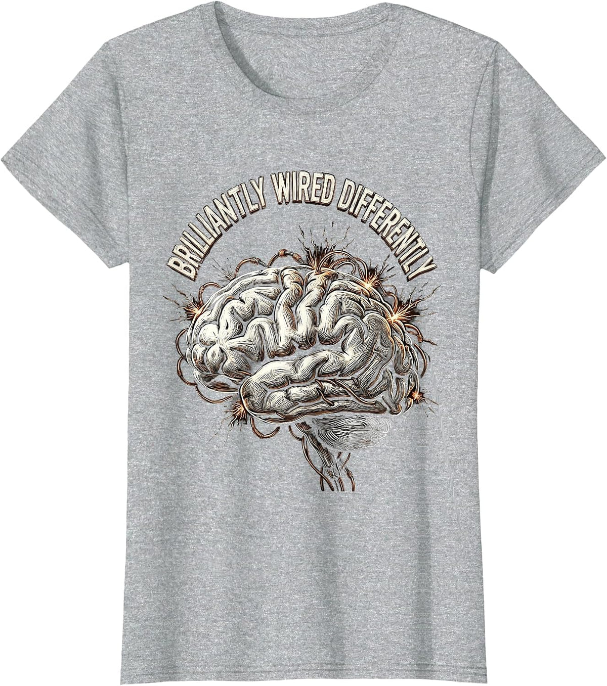 Brilliantly Wired Differently ADHD Design T-Shirt - Heather Grey