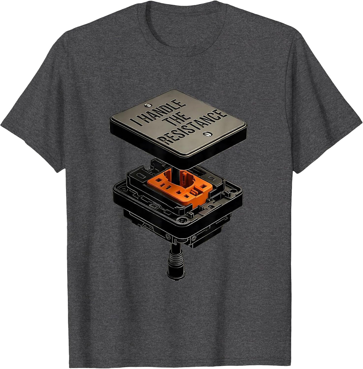 I Handle The Resistance Funny Electrician Skeleton Humor T-Shirt - Dark Heather Grey