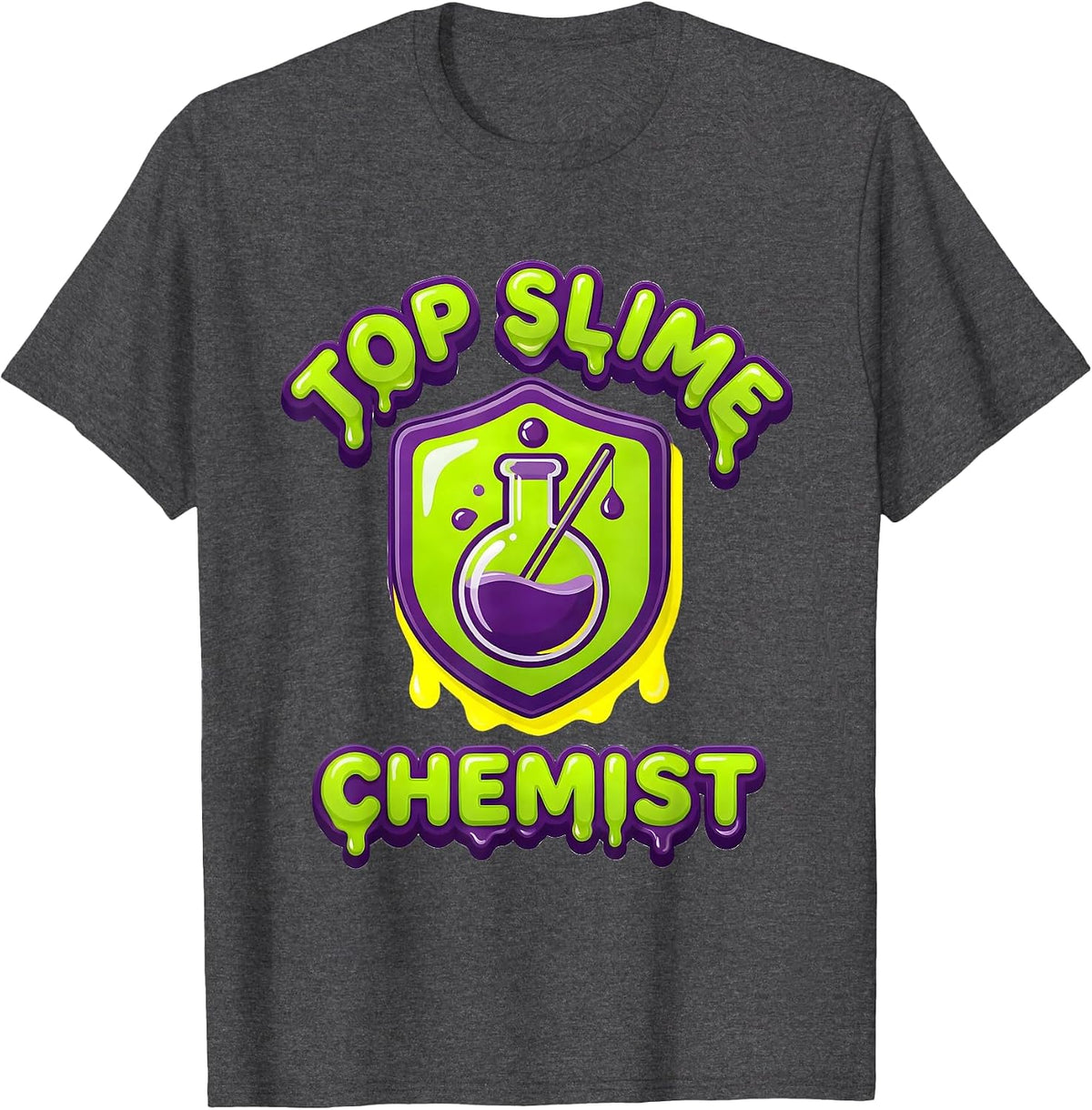 Top Slime Chemist Gummy Jelly Pop Kids Slime Party Gift T-Shirt - Dark Heather Grey