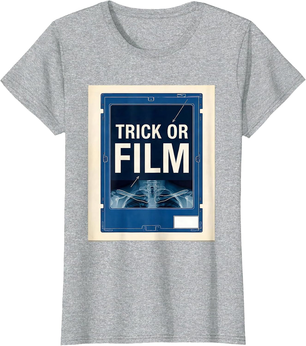 Trick Or Film Technical Blueprint Radiology Tech Halloween T-Shirt - Heather Grey