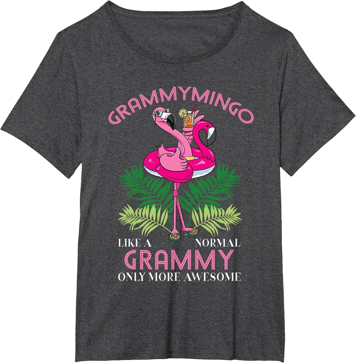 Grammymingo Grammy Flamingo Lover Grandma Grandmother Gramma T-Shirt - Dark Heather Grey