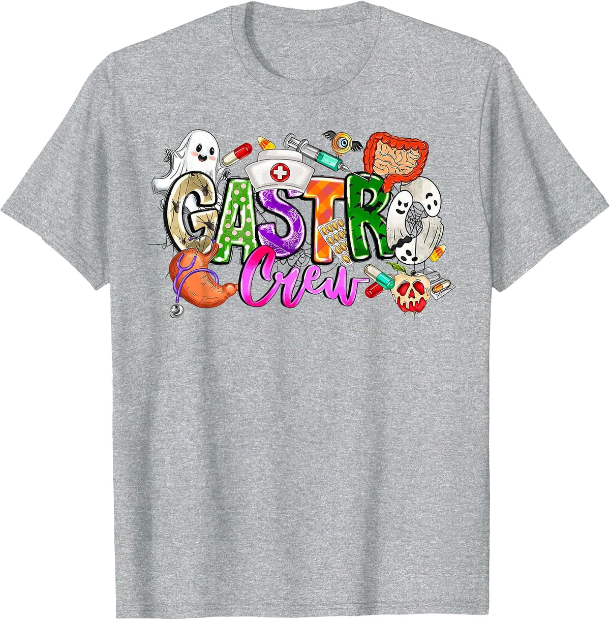 Gastro Crew Gastroenterology Nurse Funny Halloween gi Nurse T-Shirt - Heather Grey