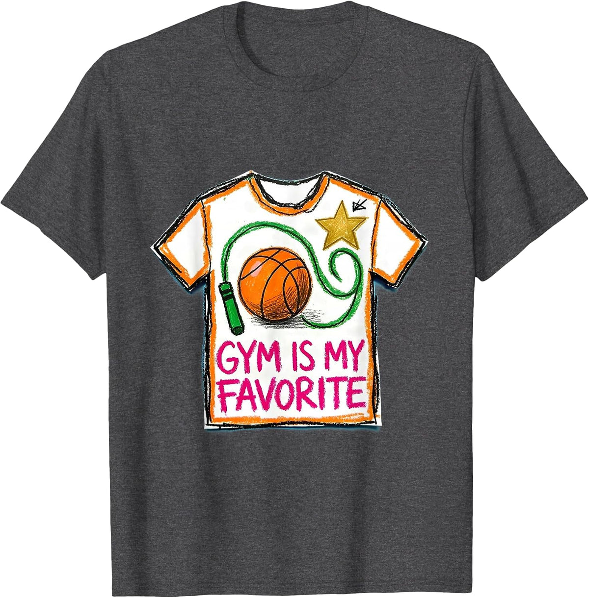 Gym Is My Favorite Naive Kidcore PE Teacher Back To School T-Shirt - Dark Heather Grey