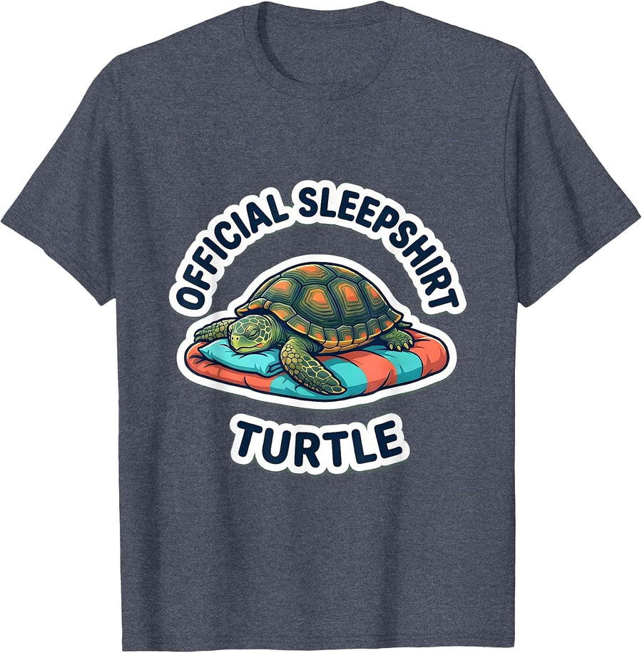 Official Sleepshirt Turtle Cute Animal Lover Novelty Pajama T-Shirt - Heather Blue
