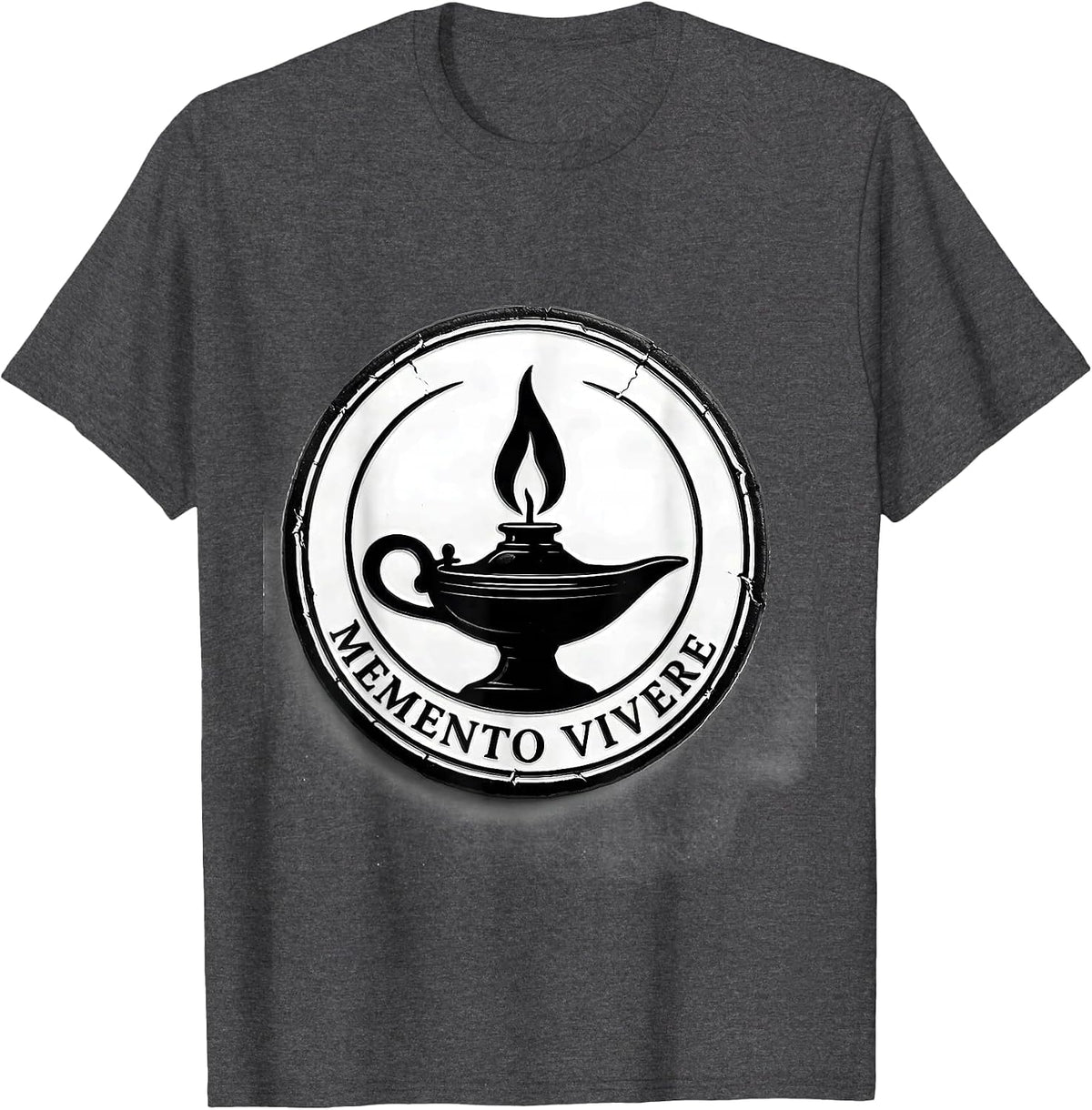 Men's Memento Vivere Stoic Philosophy Quote Marcus Aurelius T-Shirt - Dark Heather Grey