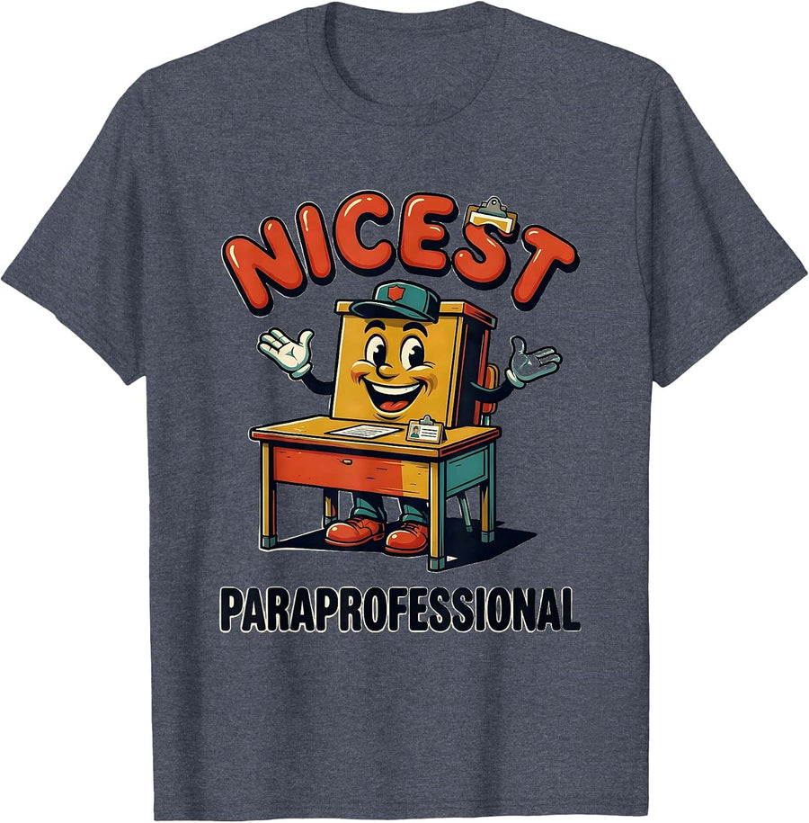 Nicest Paraprofessional Retro Advertising Teacher T-Shirt - Heather Blue