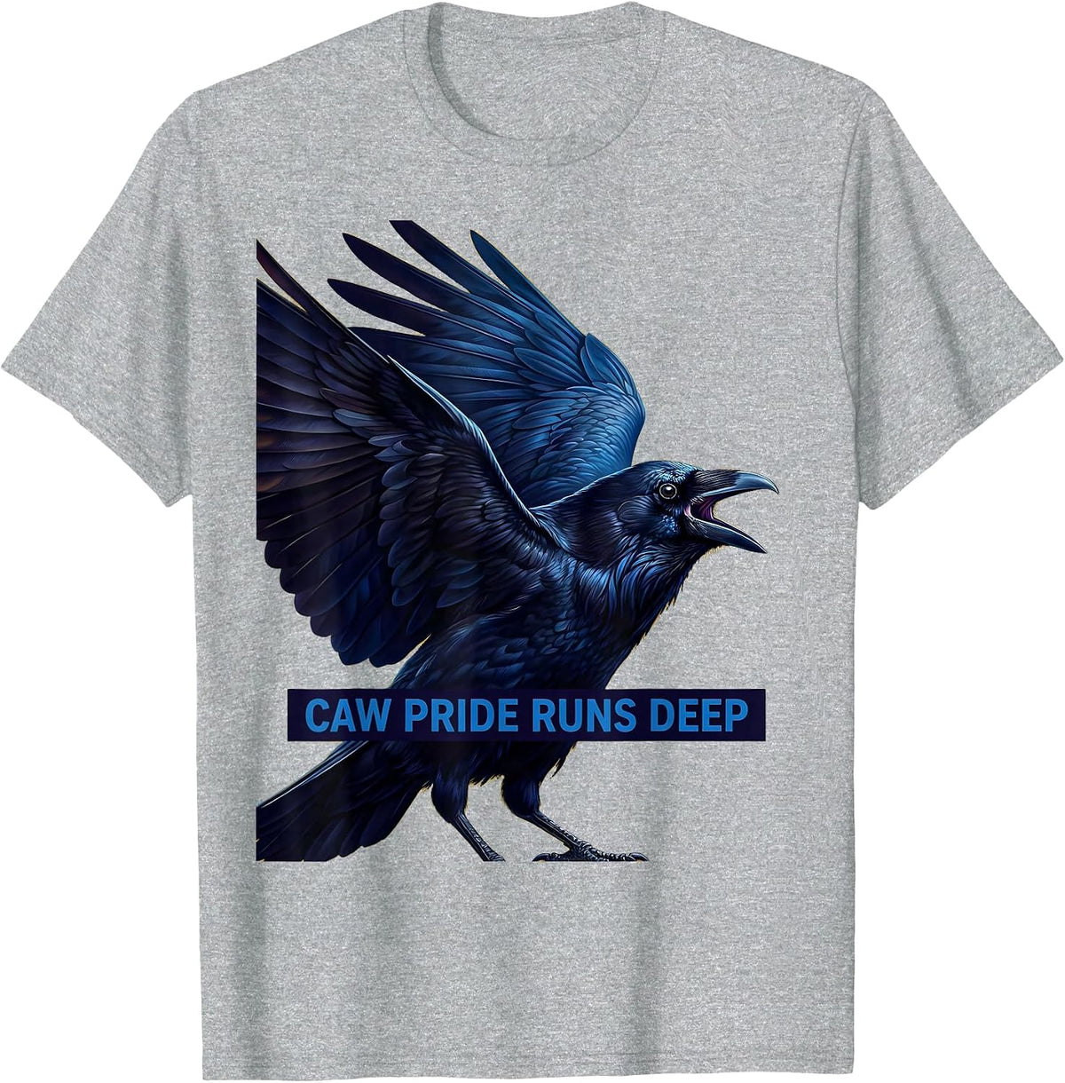 Men's CAW Pride Runs Deep Crow Lover Design T-Shirt - Heather Grey