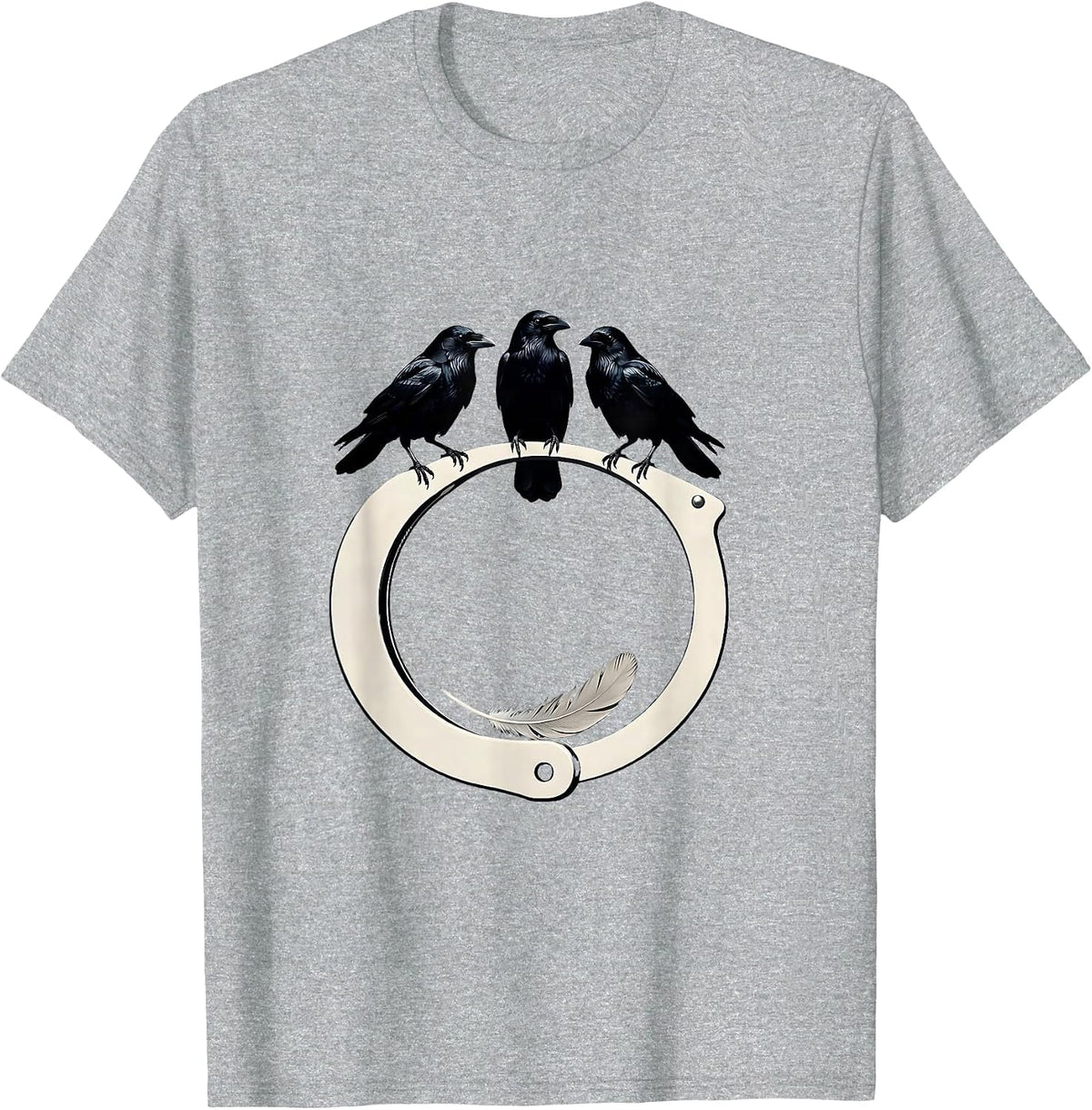Men's Crow Silhouettes Gothic Dark Humor Bird Lover Gift T-Shirt - Heather Grey