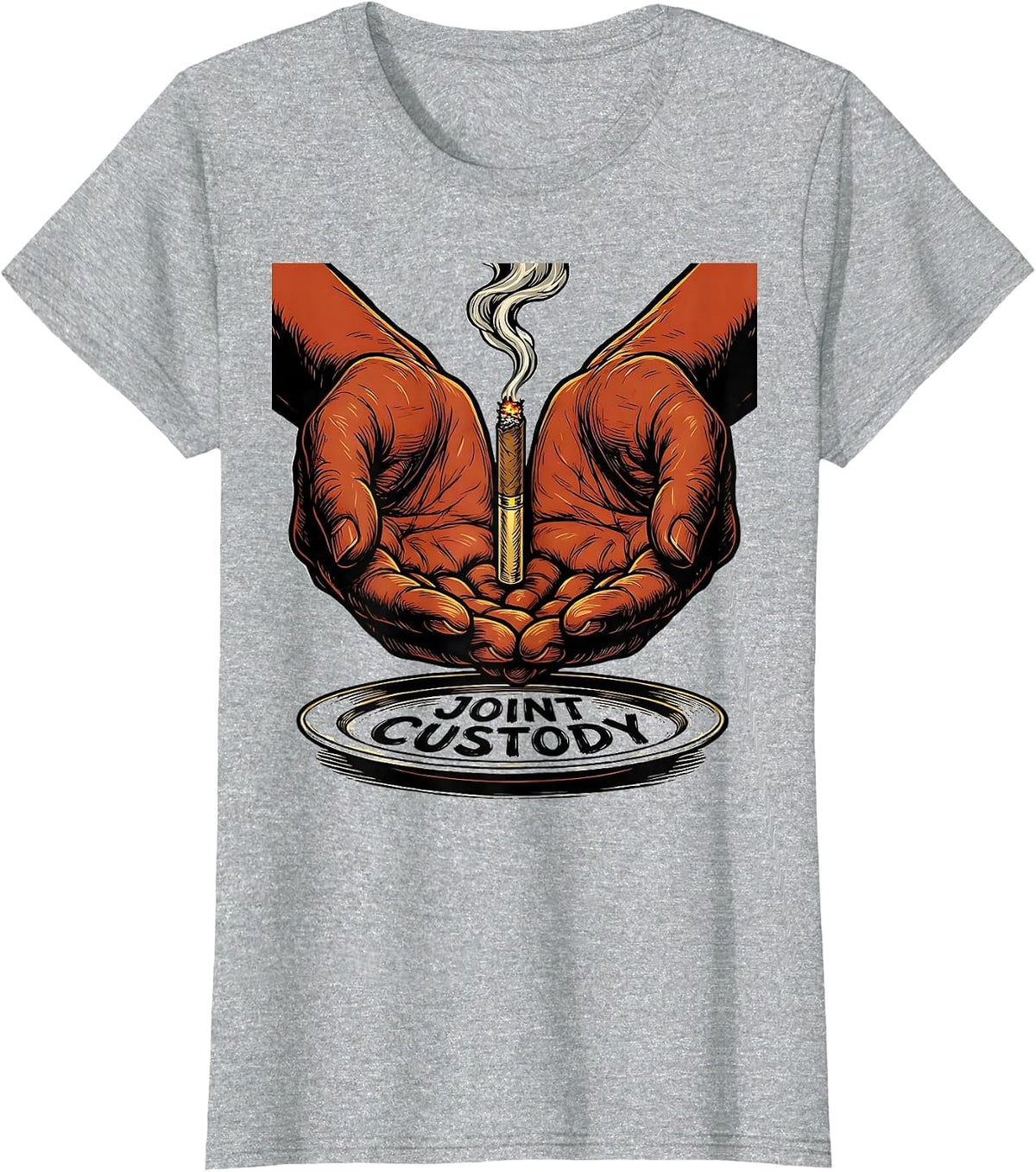 Women's Joint Custody Funny Stoner Cannabis Humor Novelty T-Shirt - Heather Grey