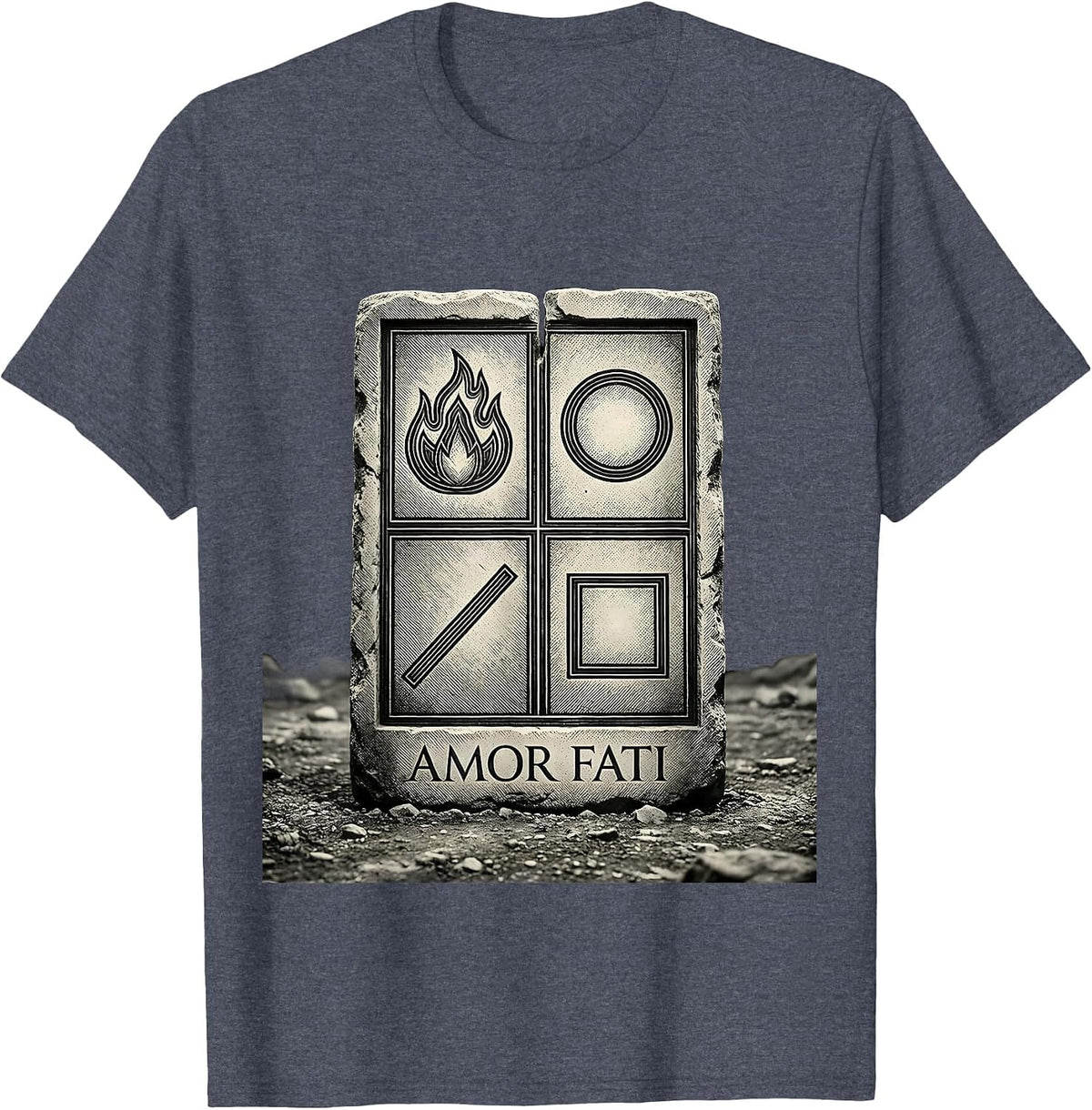 Amor Fati Stoic Philosophy Quote Marcus Aurelius Meditation T-Shirt - Heather Blue