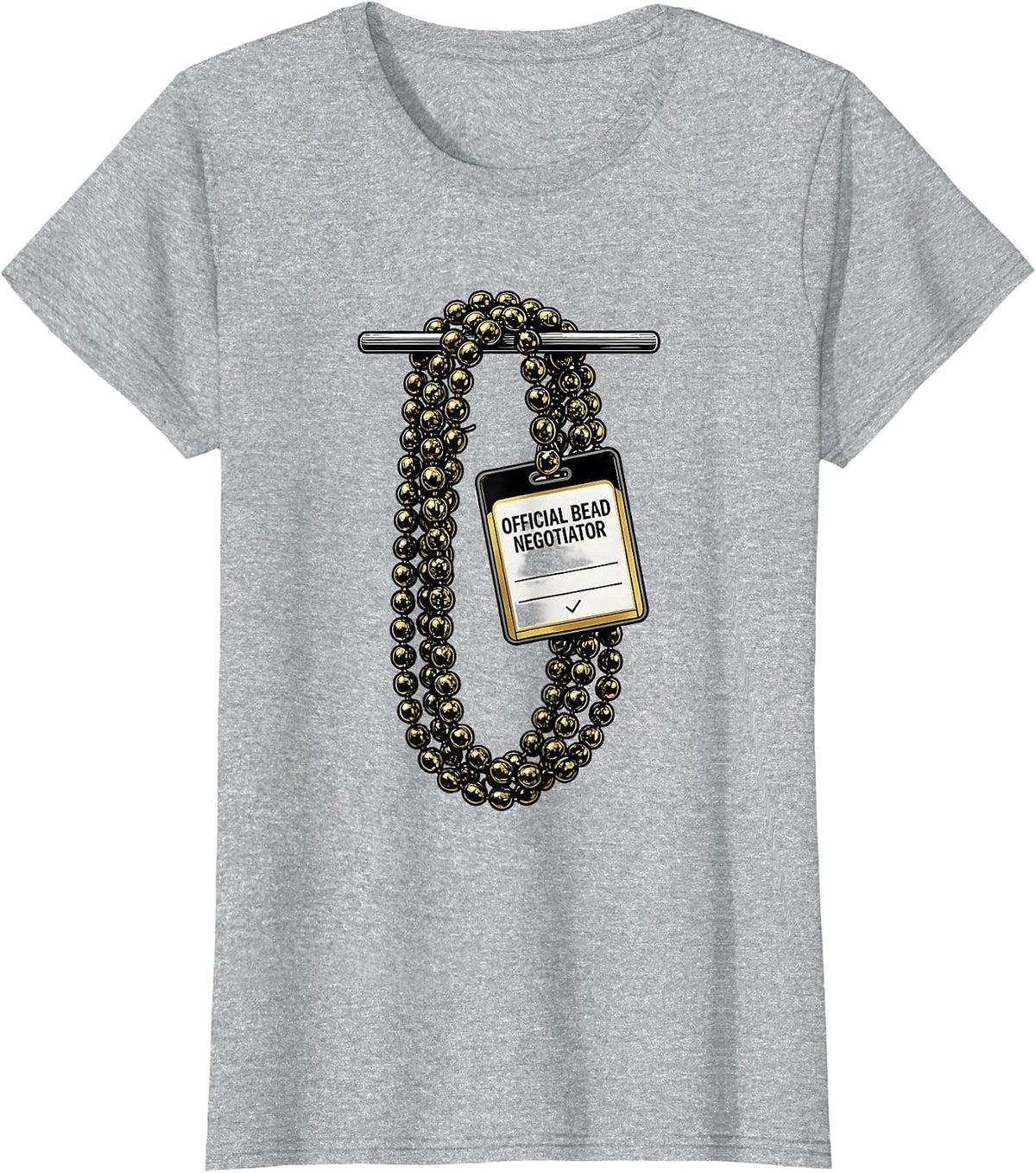 Women's Official Bead Negotiator Funny Mardi Gras Party Group T-Shirt - Heather Grey
