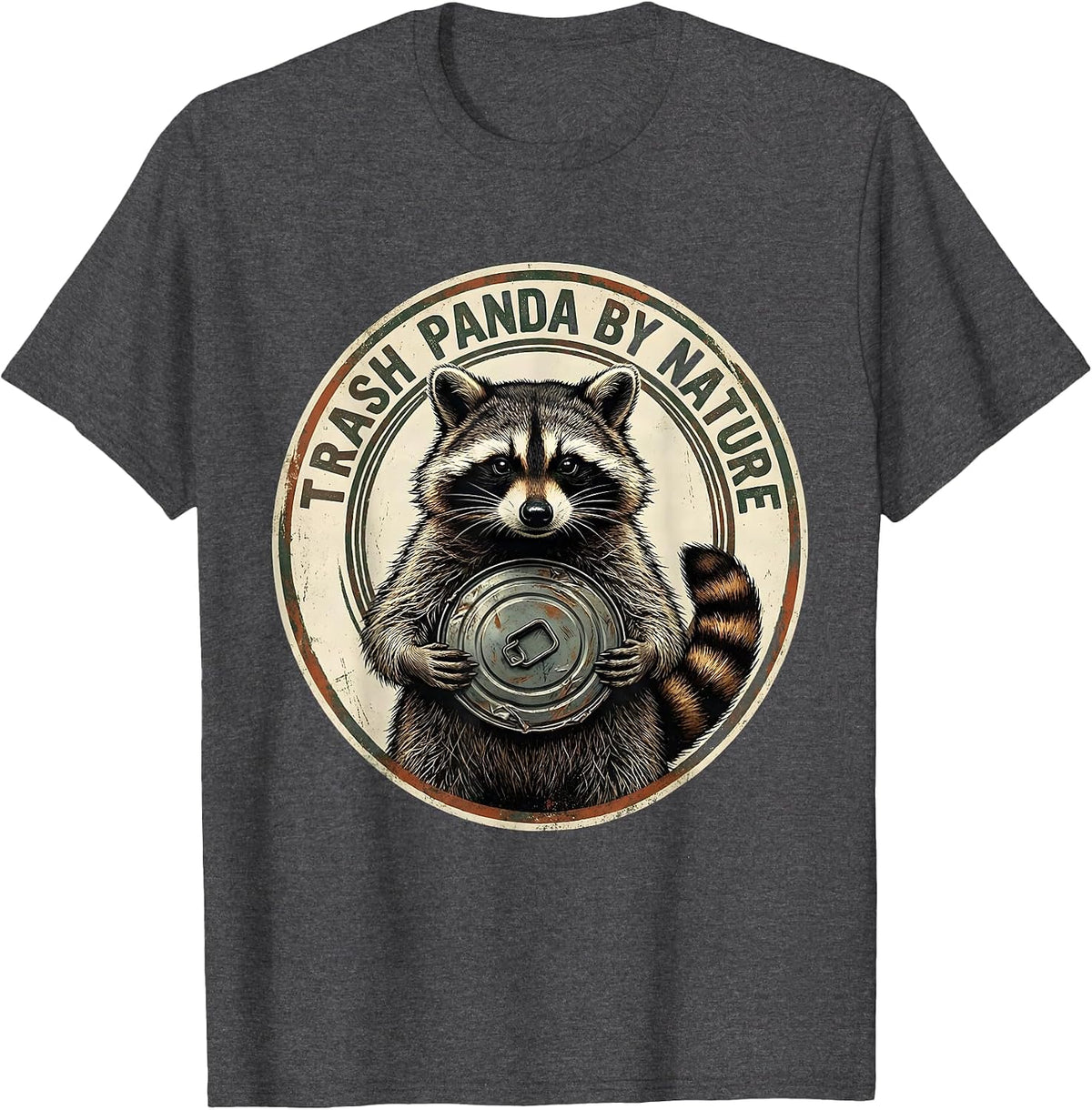 Trash Panda By Nature Vintage Raccoon Sarcastic Humor T-Shirt - Dark Heather Grey