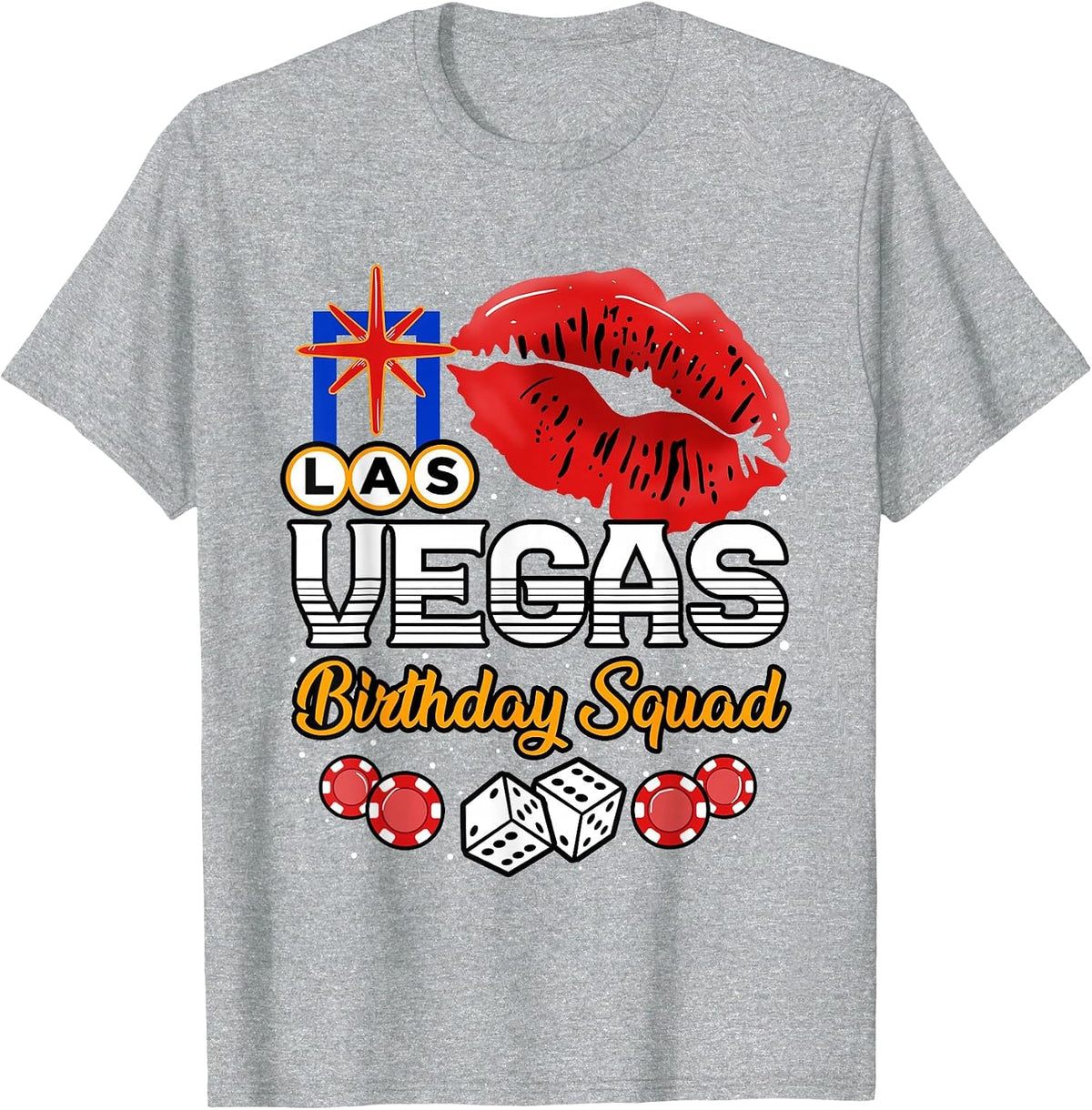 Las Vegas Birthday Squad Casino Girls Trip Party T-Shirt - Heather Grey