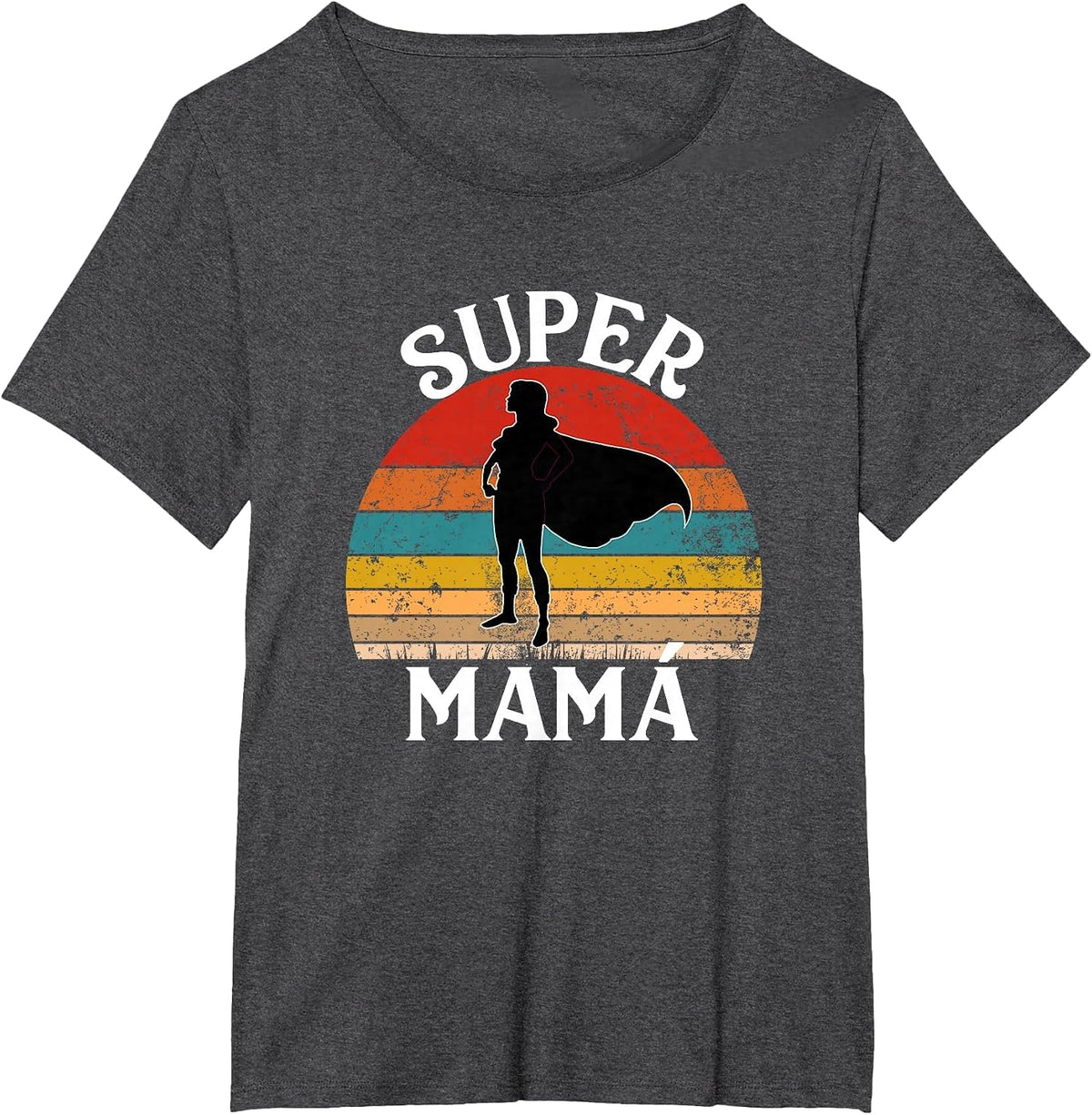 Super Mama Spanish Mom Funny Woman Hero with Cape T-Shirt - Dark Heather Grey