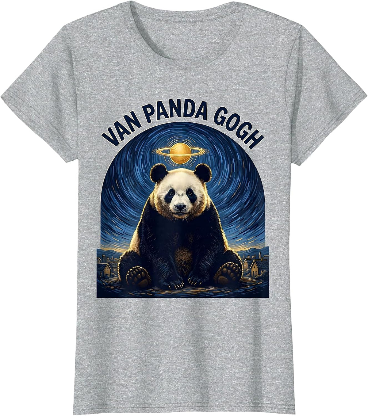 Van Panda Gogh Funny Panda Lover Animal Meme Art T-Shirt - Heather Grey