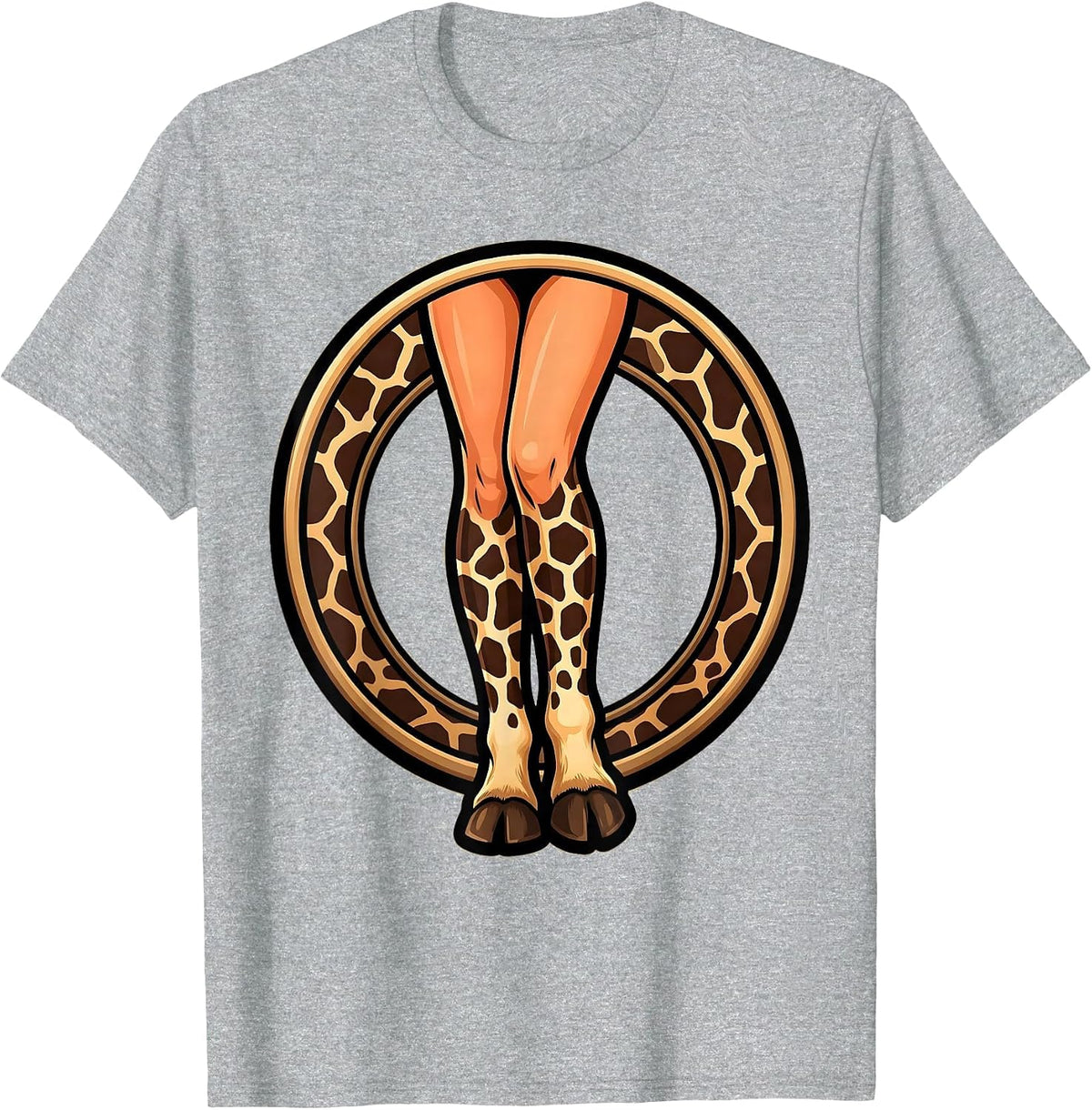 Men's Giraffe Pattern Legs Animal Print Transformation T-Shirt - Heather Grey