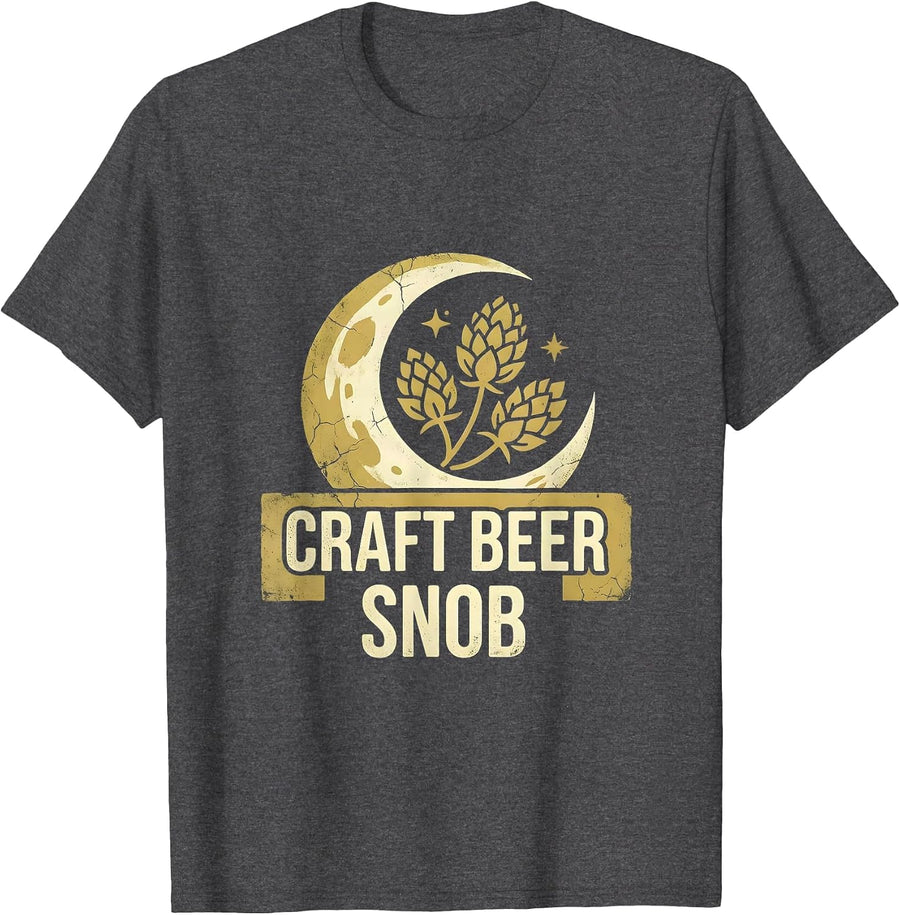 Men's Craft Beer Snob Funny Beer Lover Design T-Shirt - Dark Heather Grey