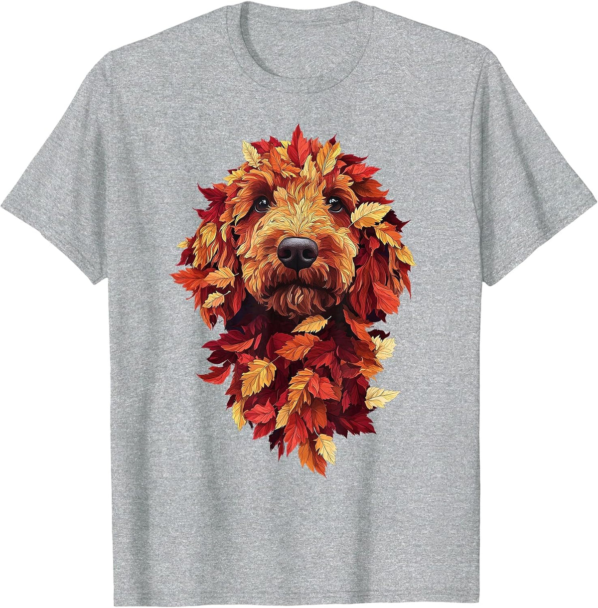 Goldendoodle Labradoodle Autumn Leaves Fall Dog Doodle Mom T-Shirt - Heather Grey