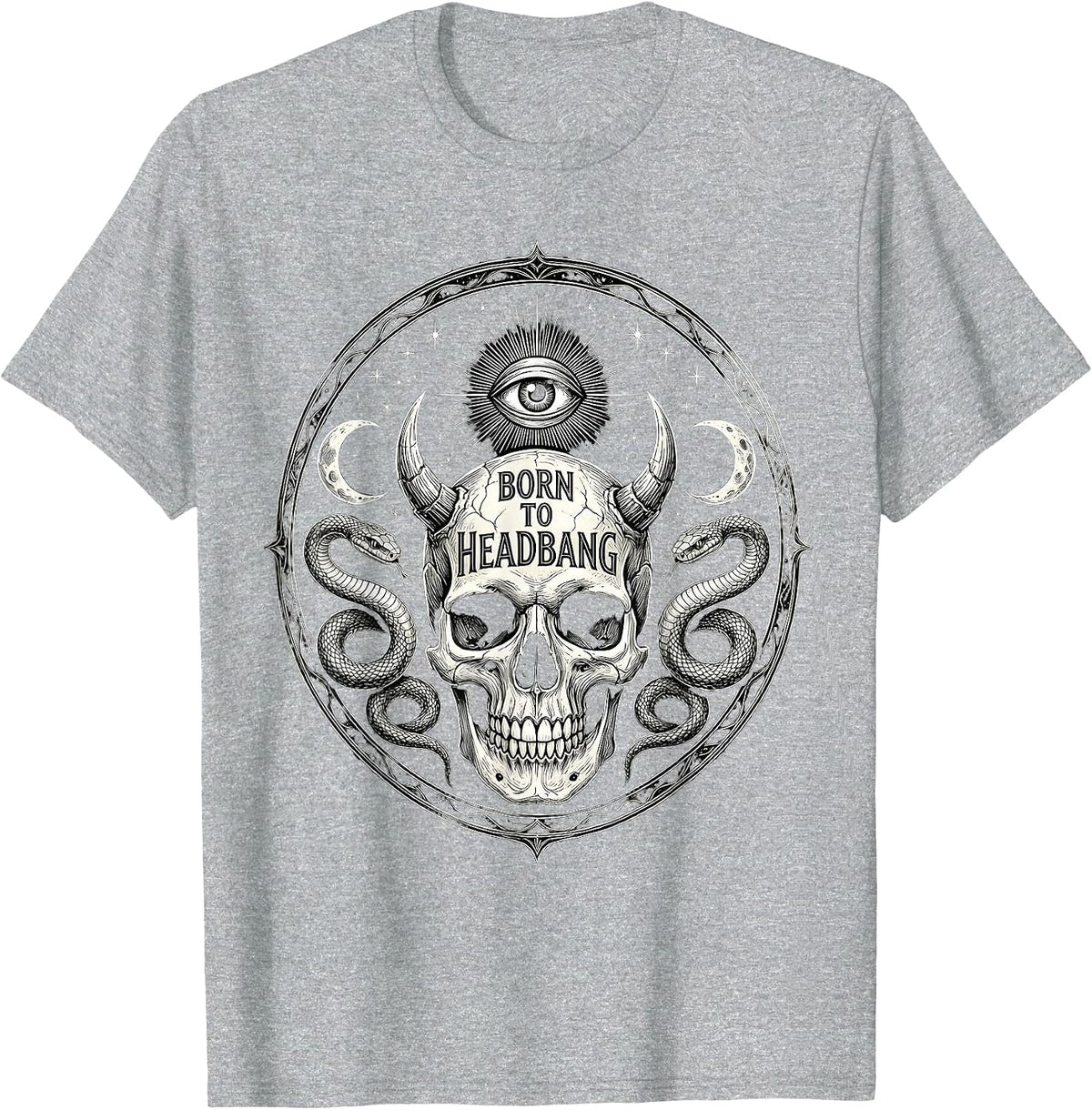 Men's Born to Headbang Metal Band Graphic Design T-Shirt - Heather Grey