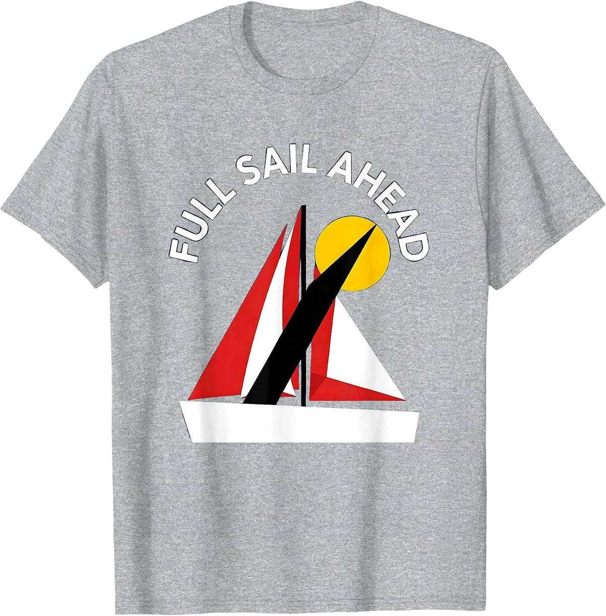Men's Full Sail Ahead Nautical Sailor Design T-Shirt - Heather Grey