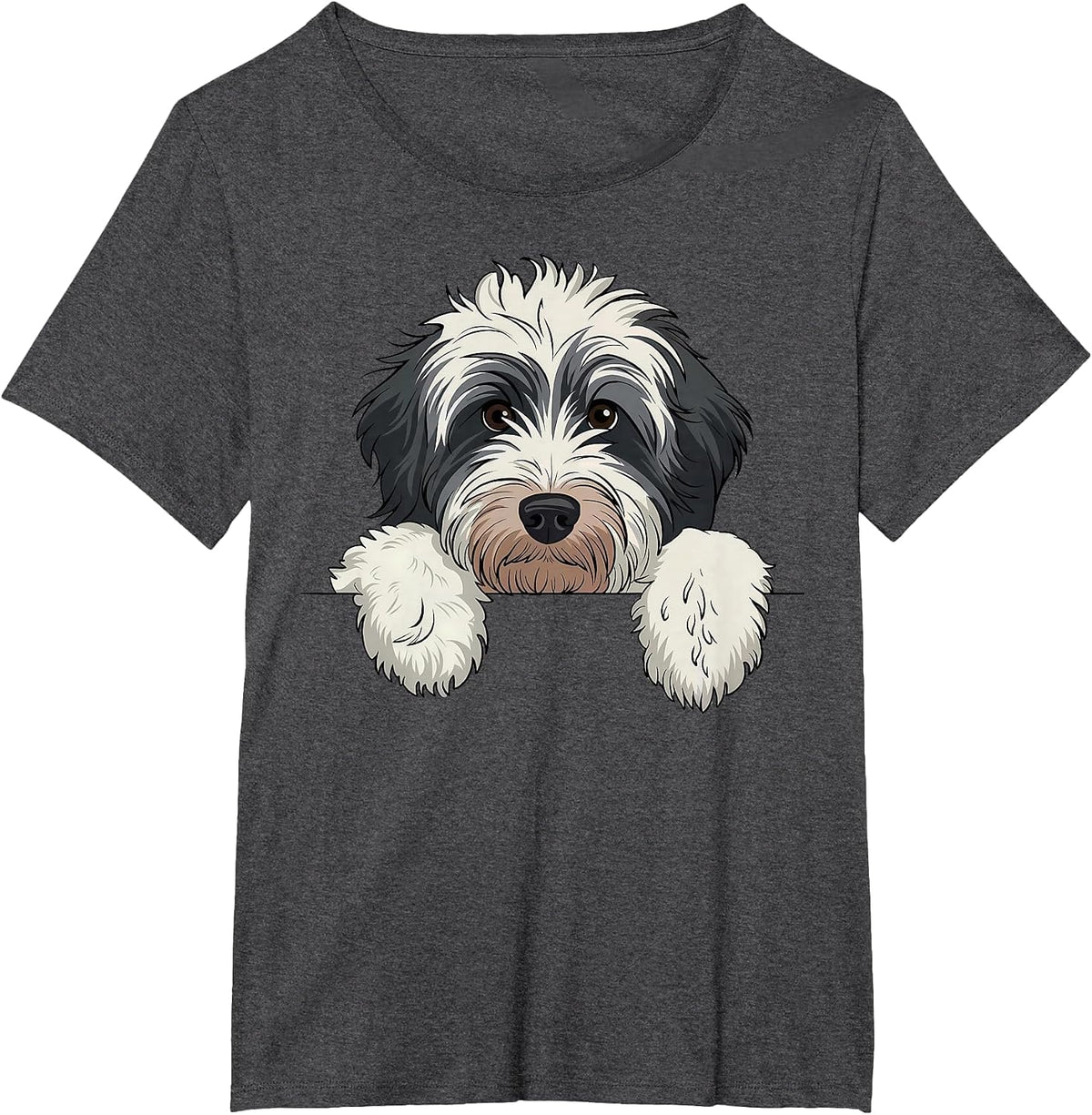 Cute Bernedoodle Peeking Doodle Puppy Dog Lover Men Women T-Shirt - Dark Heather Grey