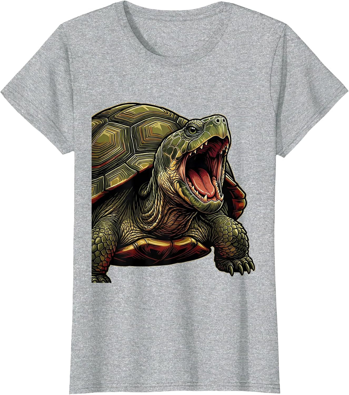 Snapping Turtle Bite Me Graphic Design T-Shirt - Heather Grey